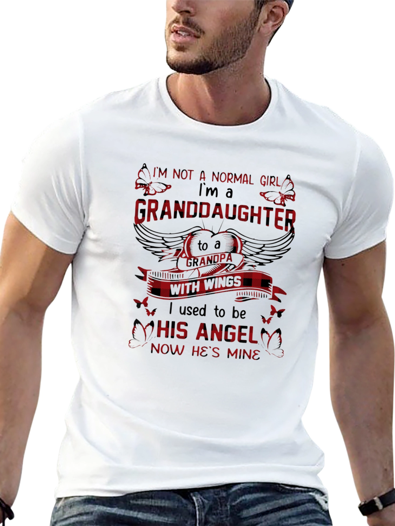 Granddaughter Grandpa Angel Wings Graphic Tee