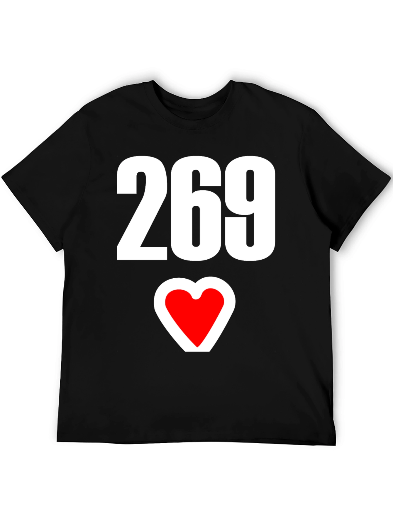 269 Heart Graphic Black Tee - Stylish & Unique