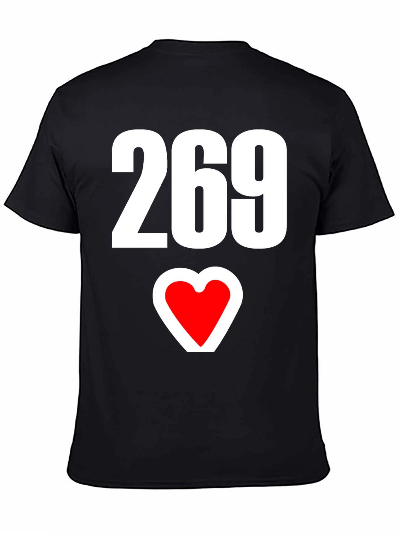269 Heart Graphic Black Tee - Stylish & Unique