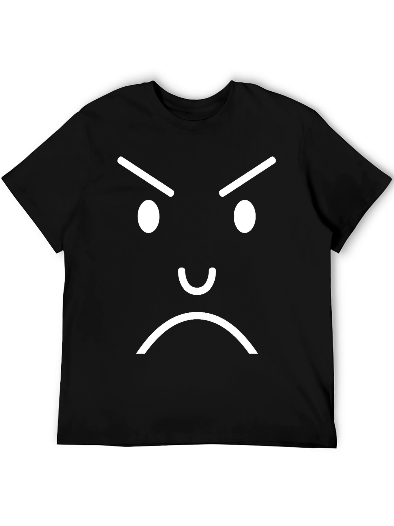 Angry Face Graphic Tee - Black Cotton T-Shirt