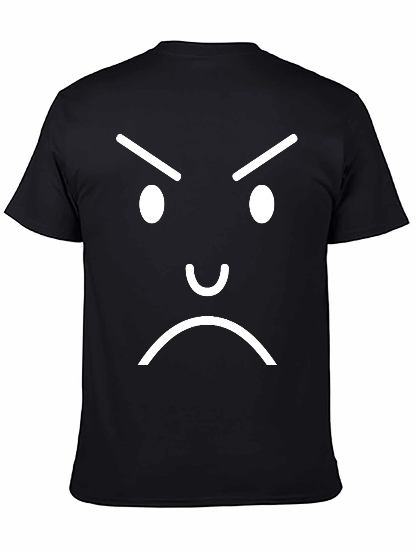 Angry Face Graphic Tee - Black Cotton T-Shirt