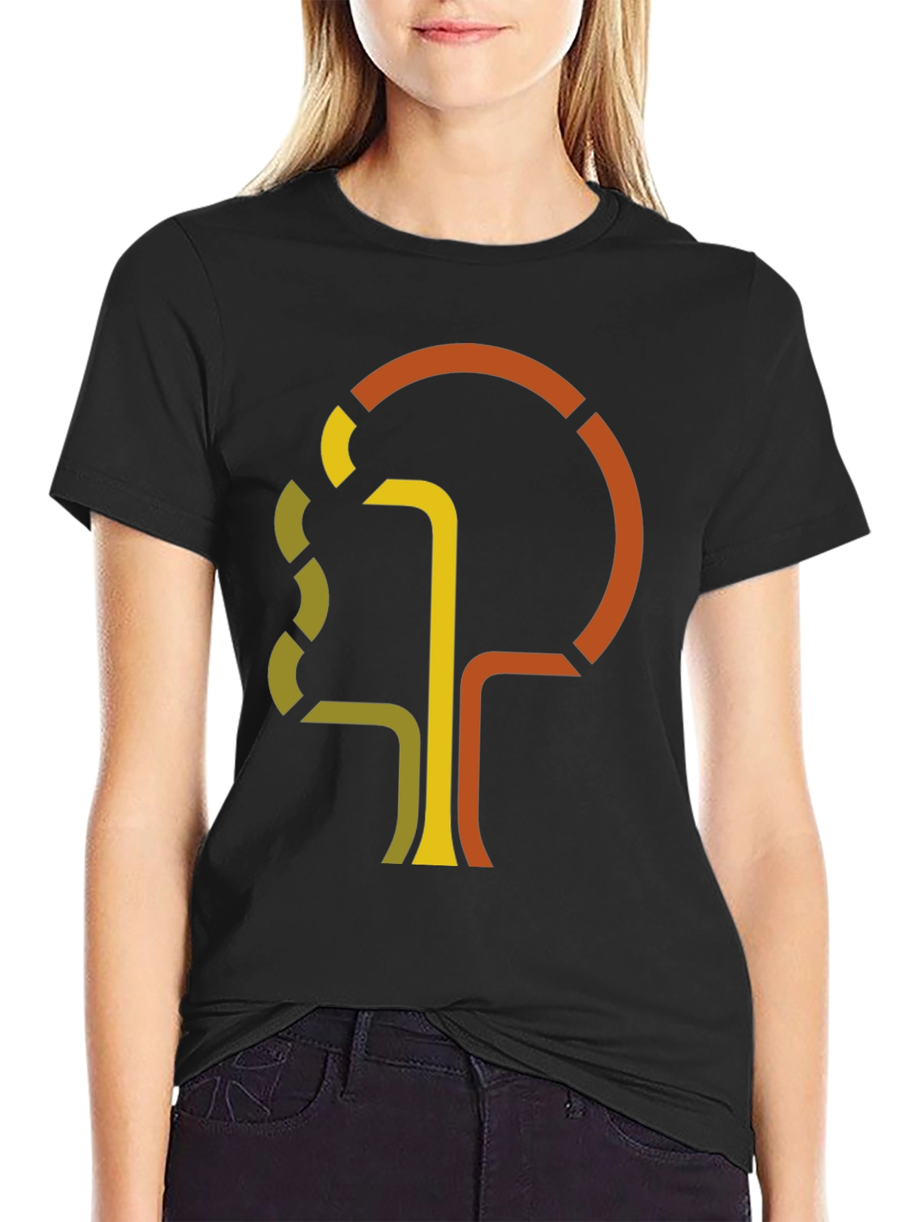 Abstract Tree Graphic Tee - Retro Style Black T-Shirt