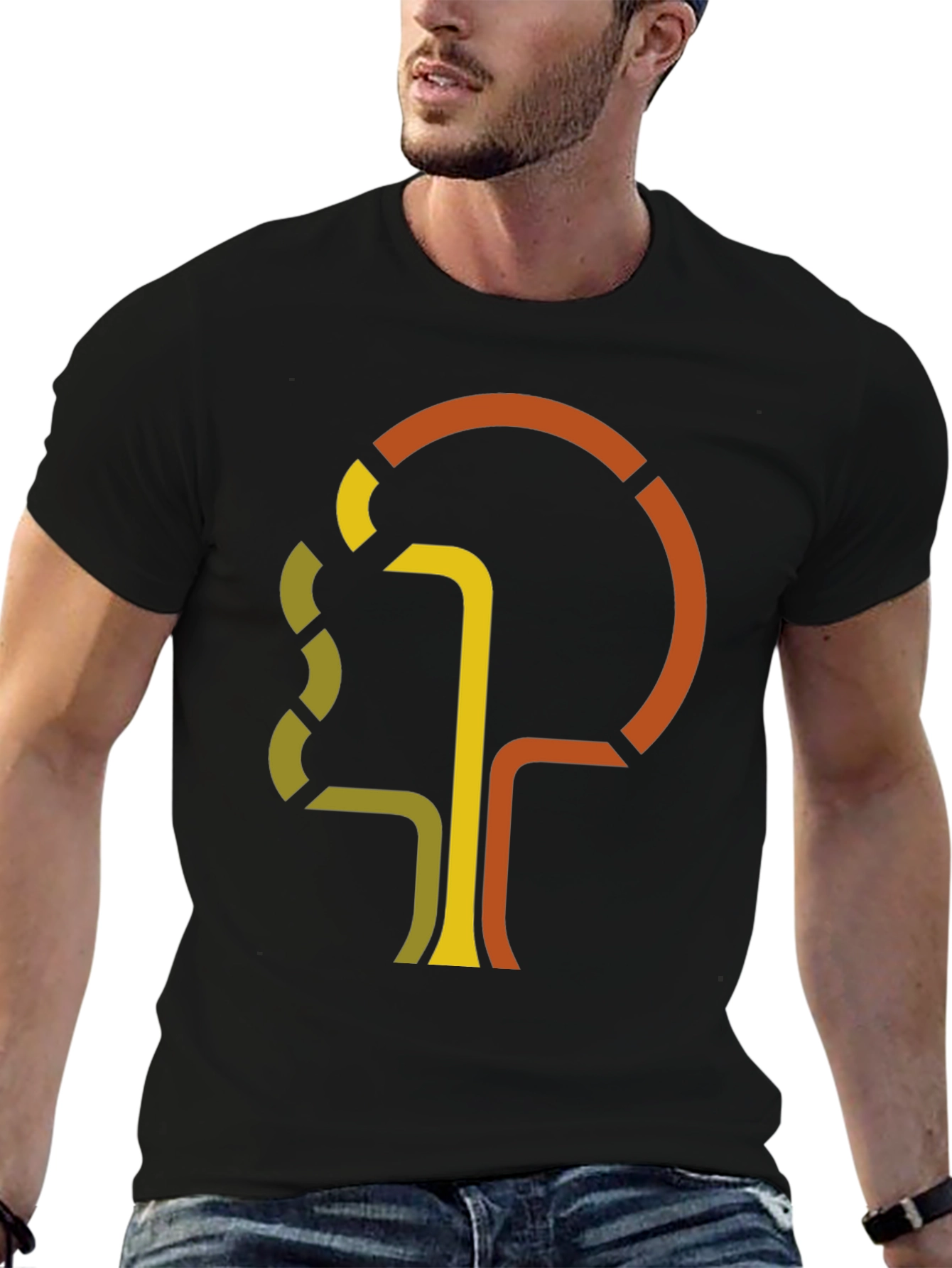 Abstract Tree Graphic Tee - Retro Style Black T-Shirt