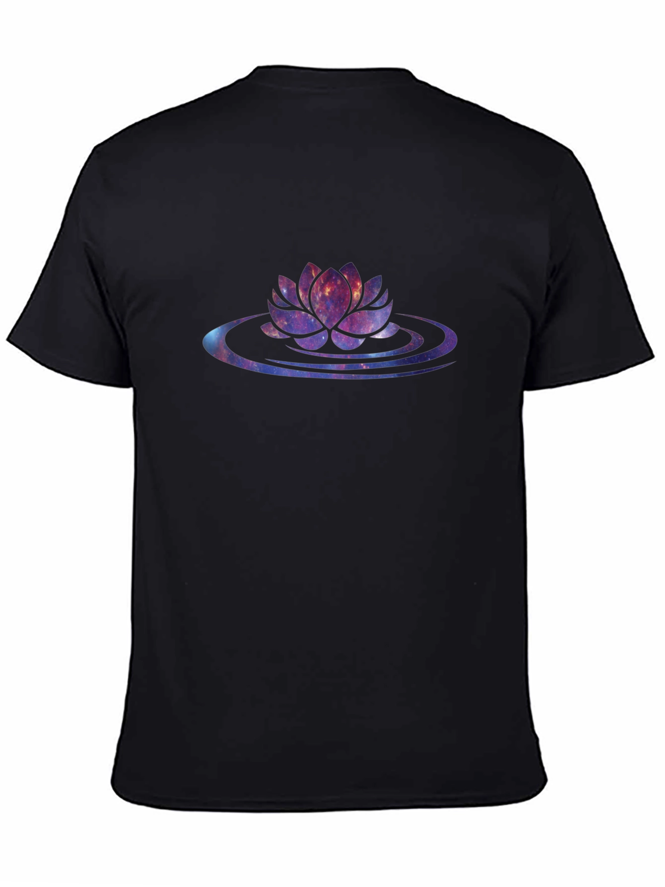 Galaxy Lotus Flower Black T-Shirt