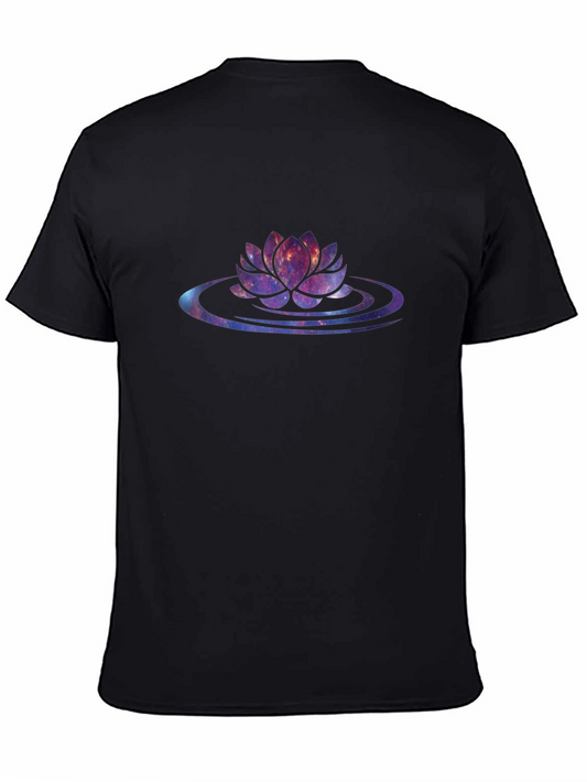 Galaxy Lotus Flower Black T-Shirt