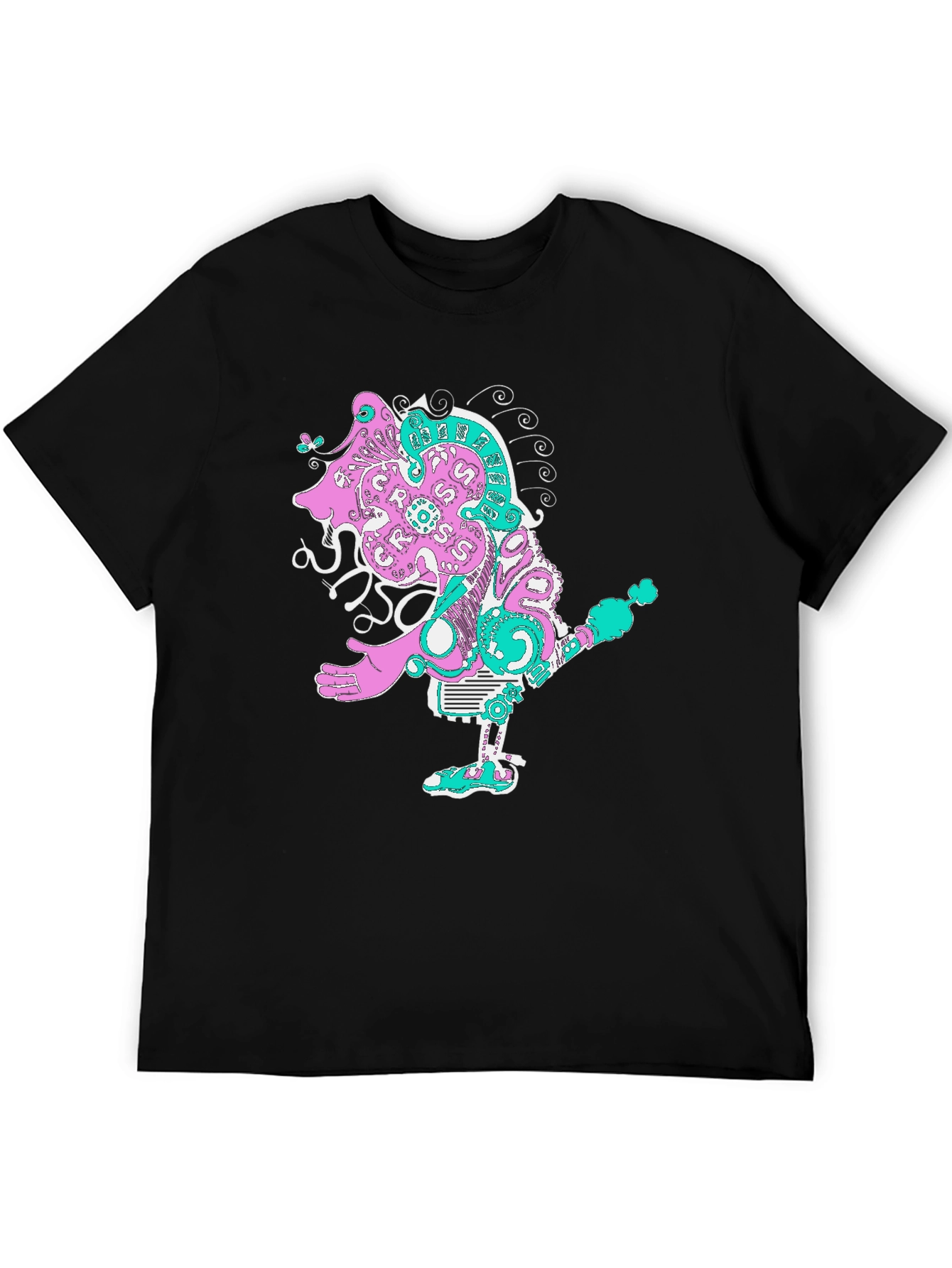 Abstract Character Graphic Tee - Unique Print