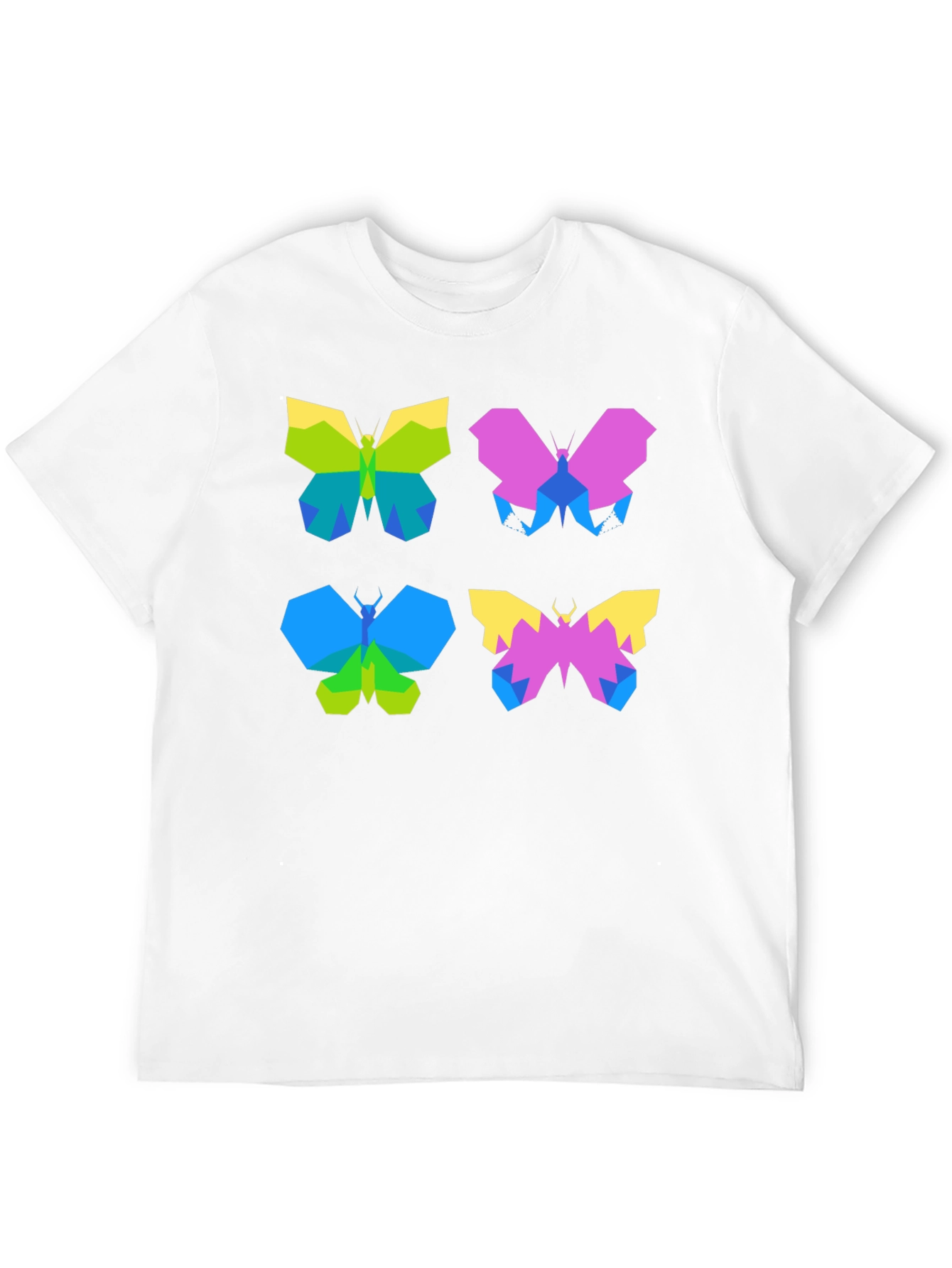 Geometric Butterfly Print Black T-Shirt