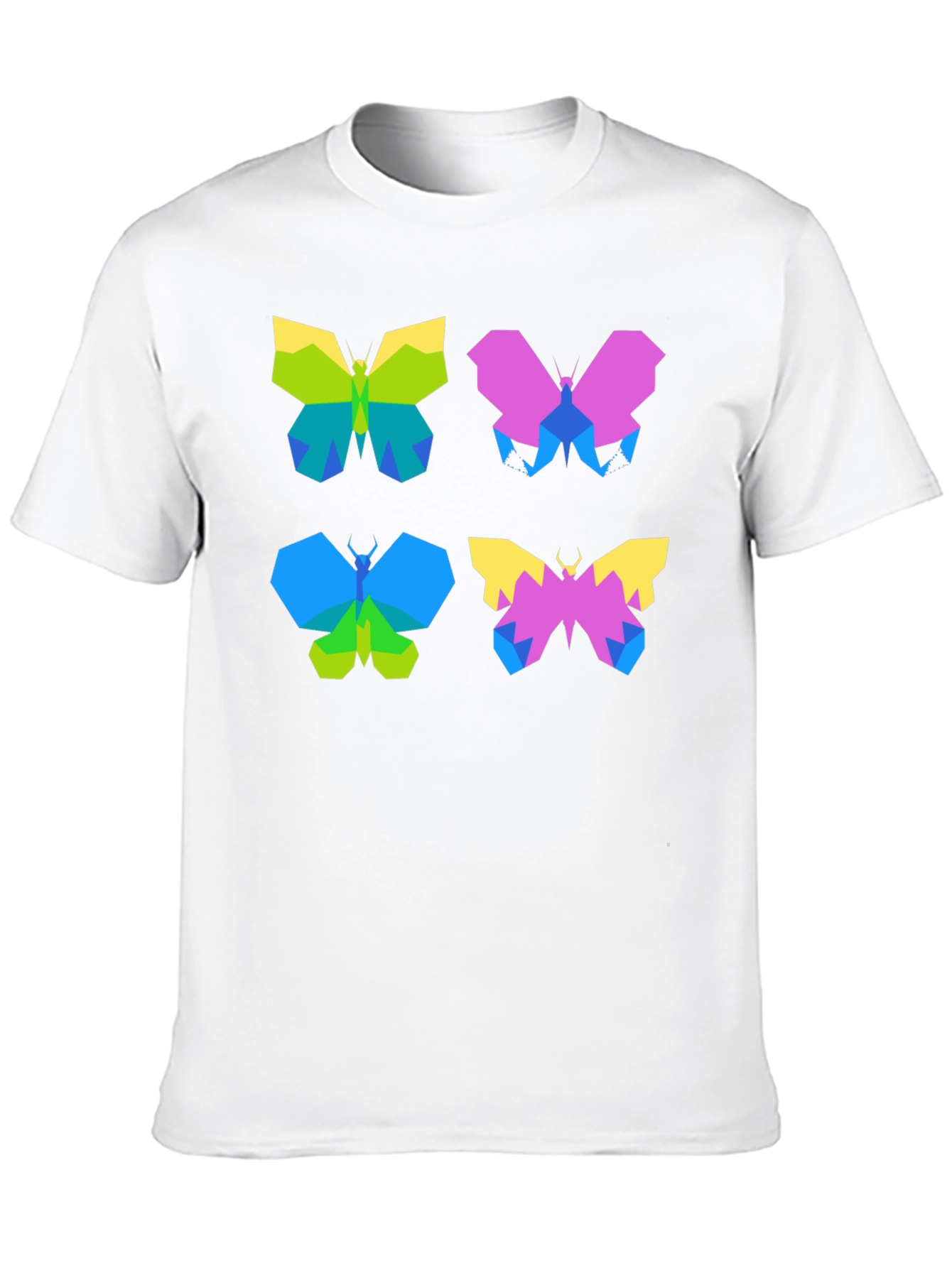Geometric Butterfly Print Black T-Shirt