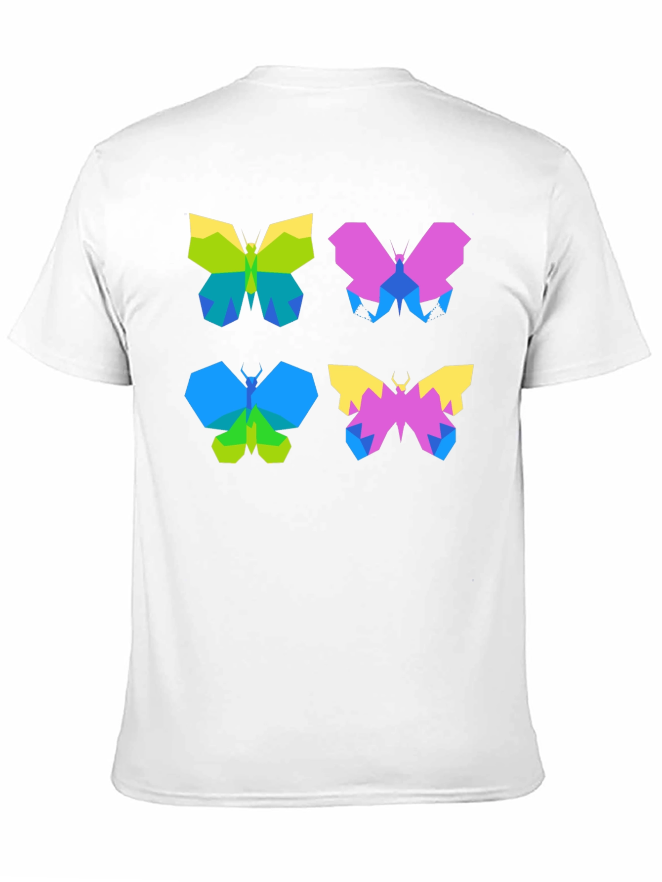 Geometric Butterfly Print Black T-Shirt