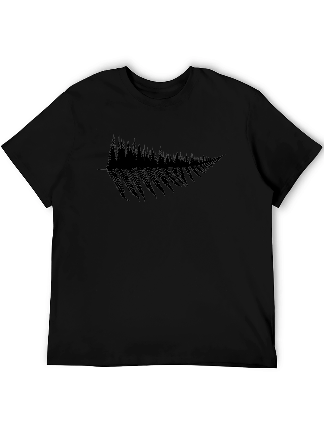 Fern Tree Graphic Black Tee - Nature Inspired Shirt