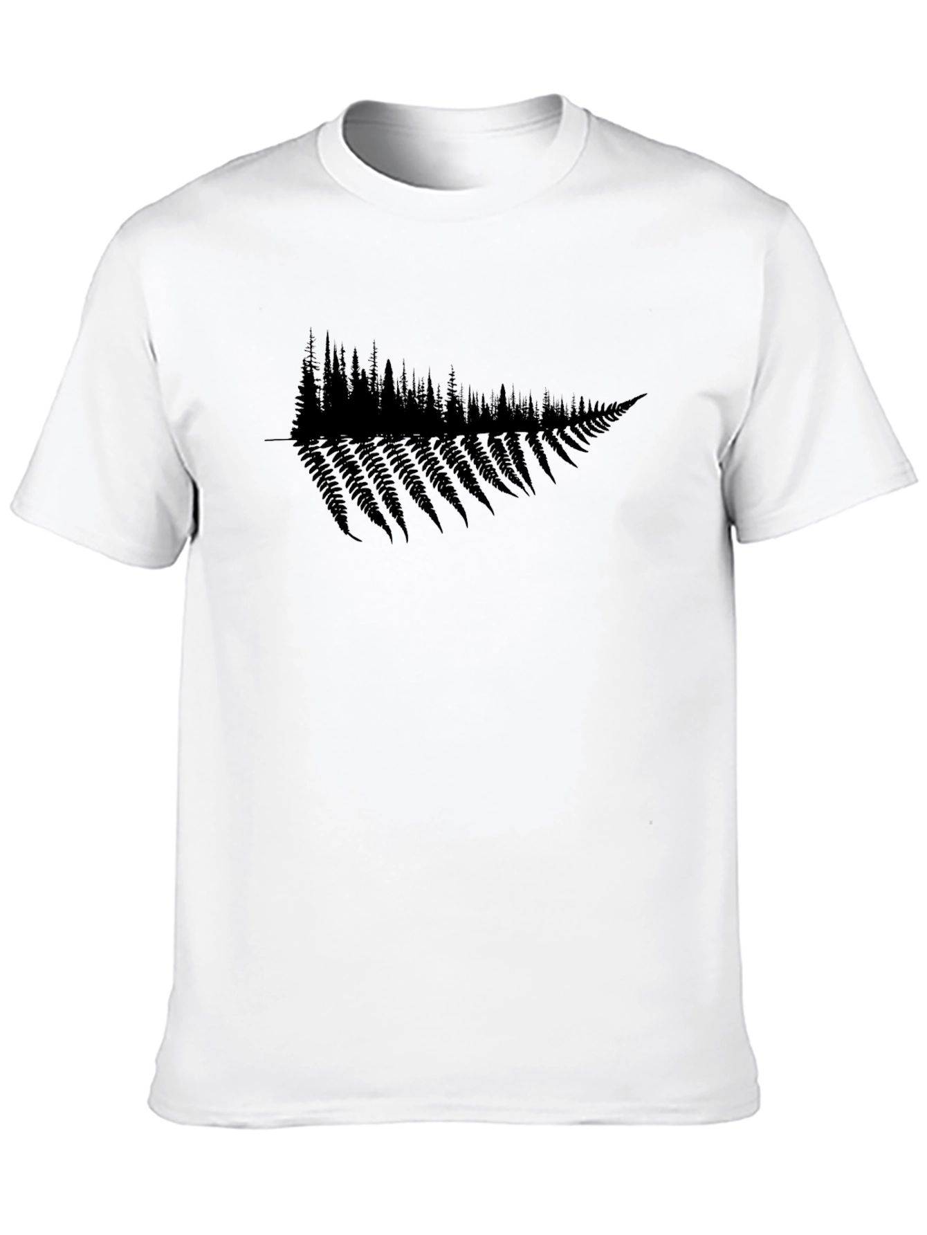 Fern Tree Graphic Black Tee - Nature Inspired Shirt