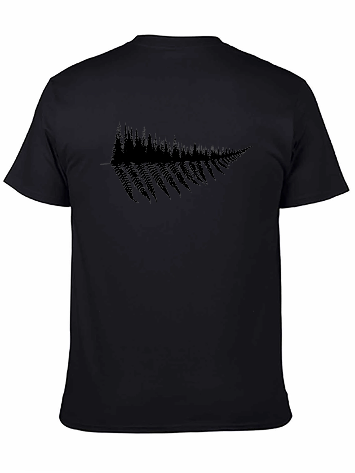 Fern Tree Graphic Black Tee - Nature Inspired Shirt