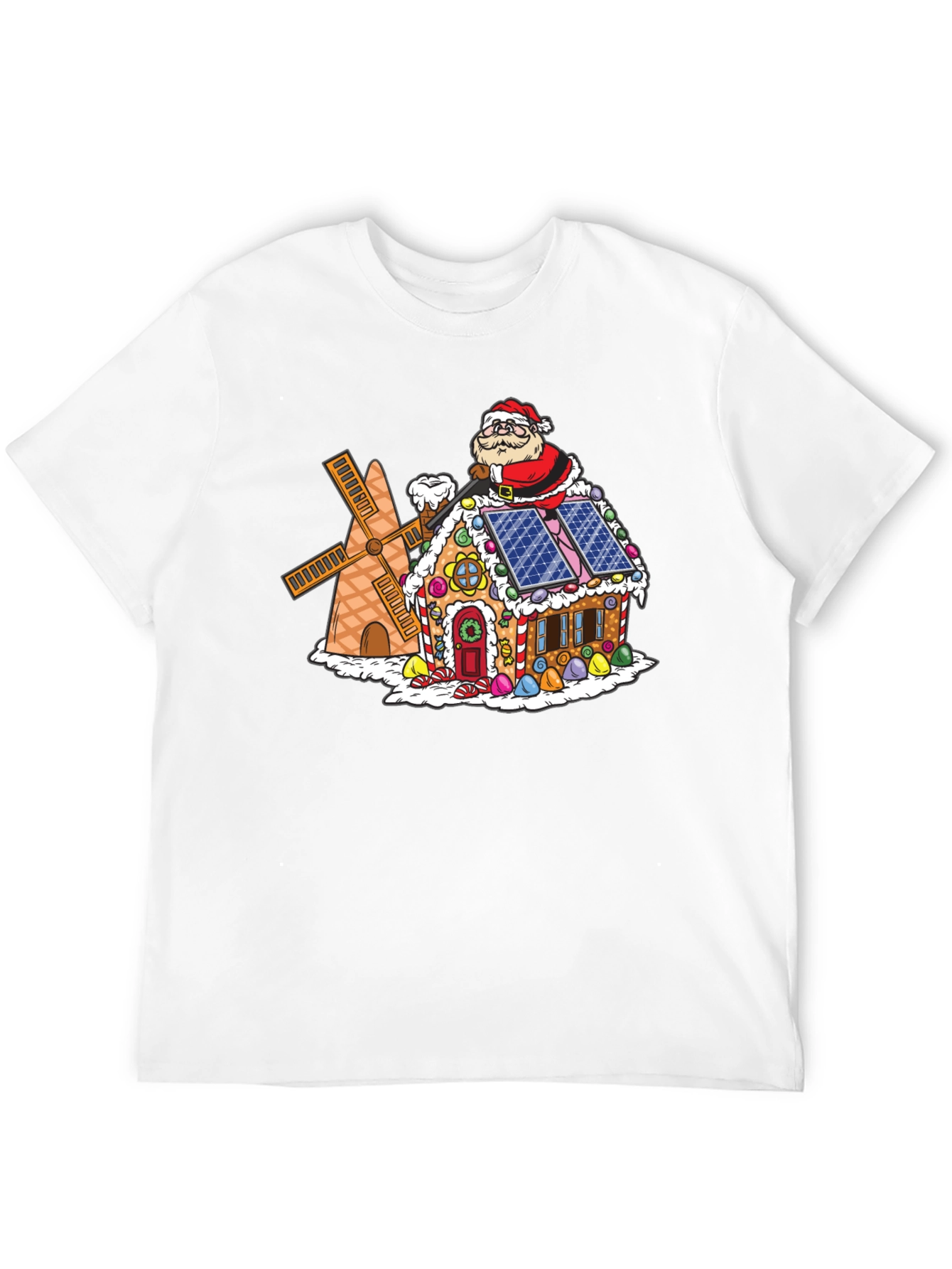 Gingerbread House Santa T-Shirt - Novelty Holiday Tee