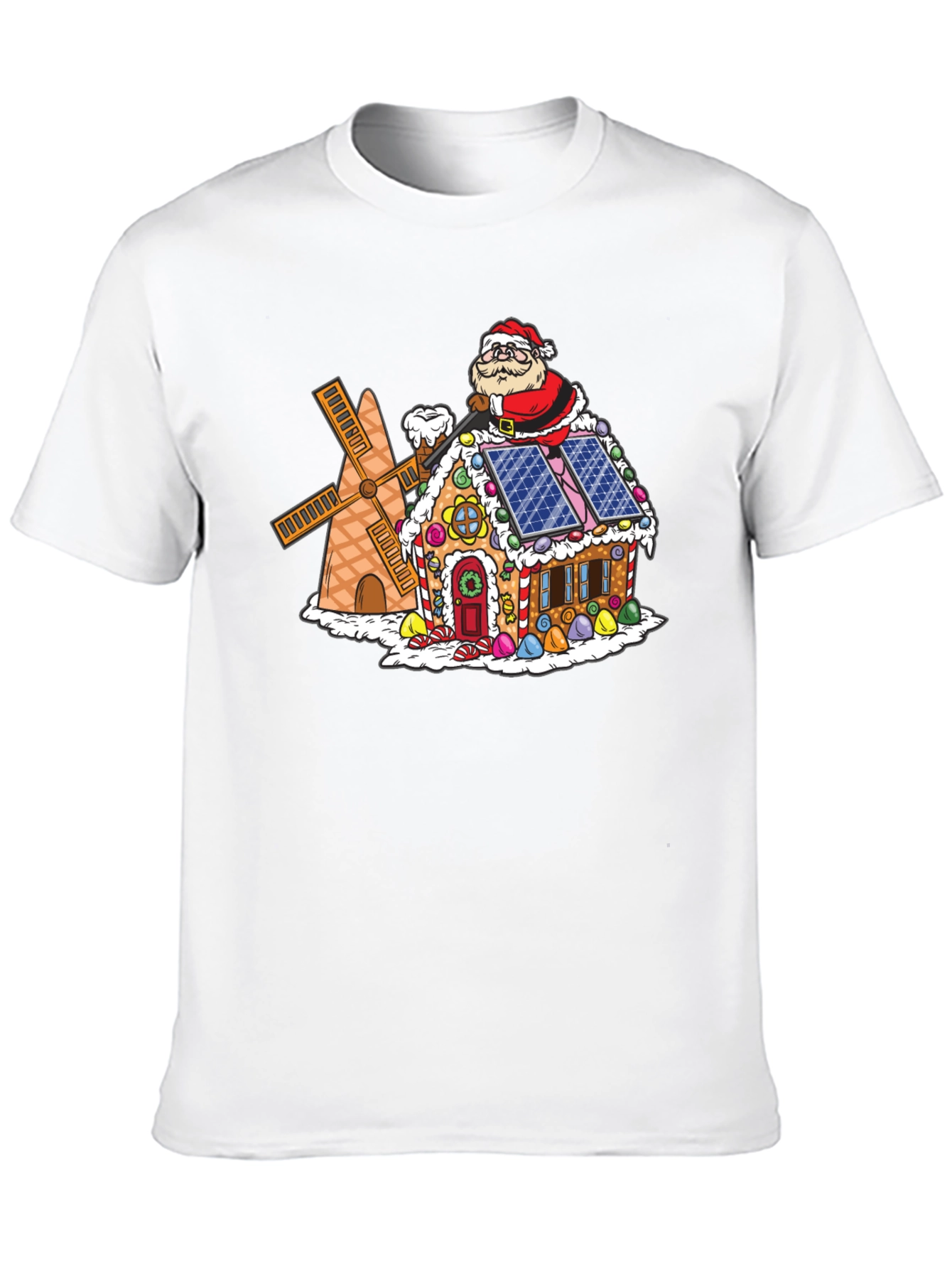 Gingerbread House Santa T-Shirt - Novelty Holiday Tee