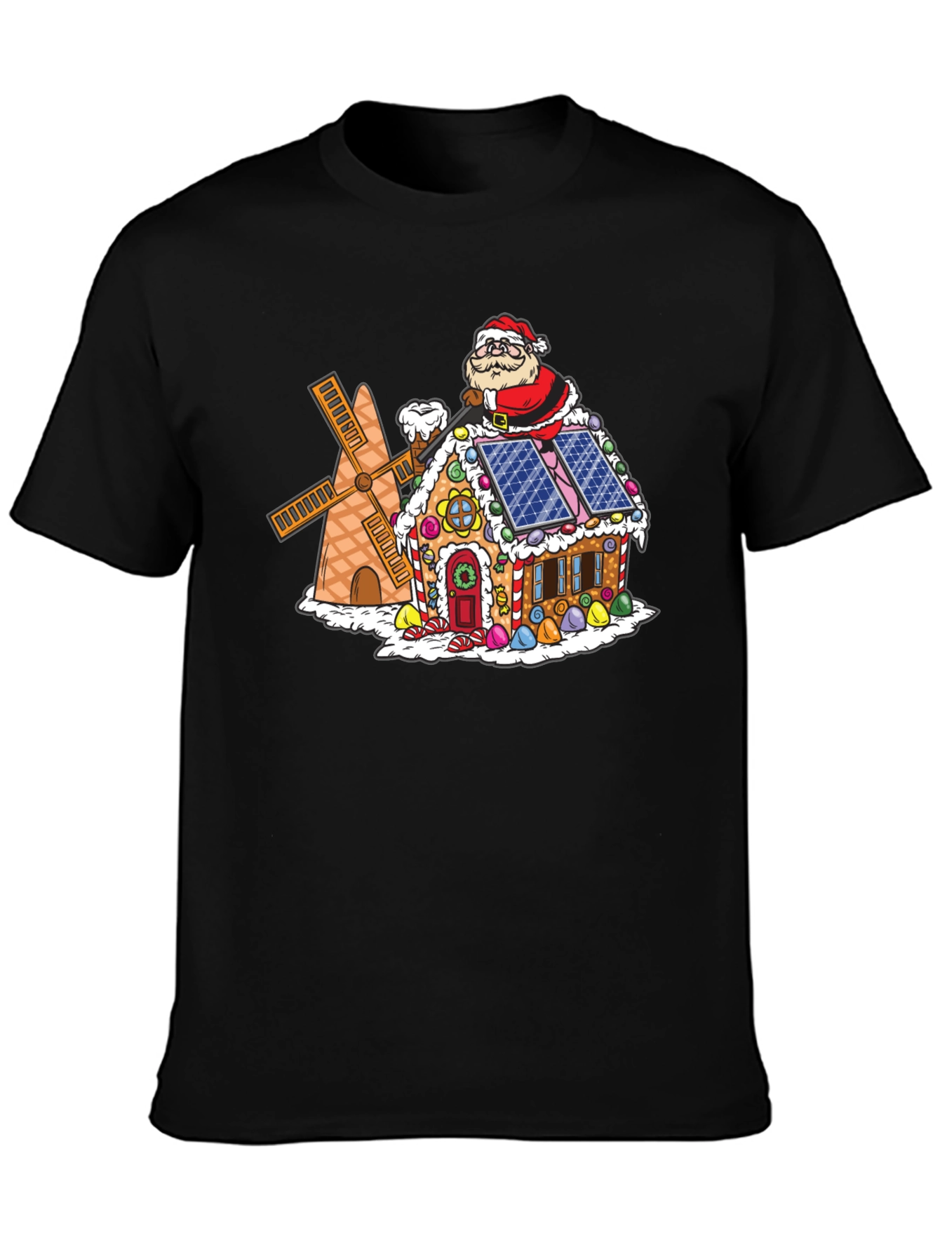 Gingerbread House Santa T-Shirt - Novelty Holiday Tee