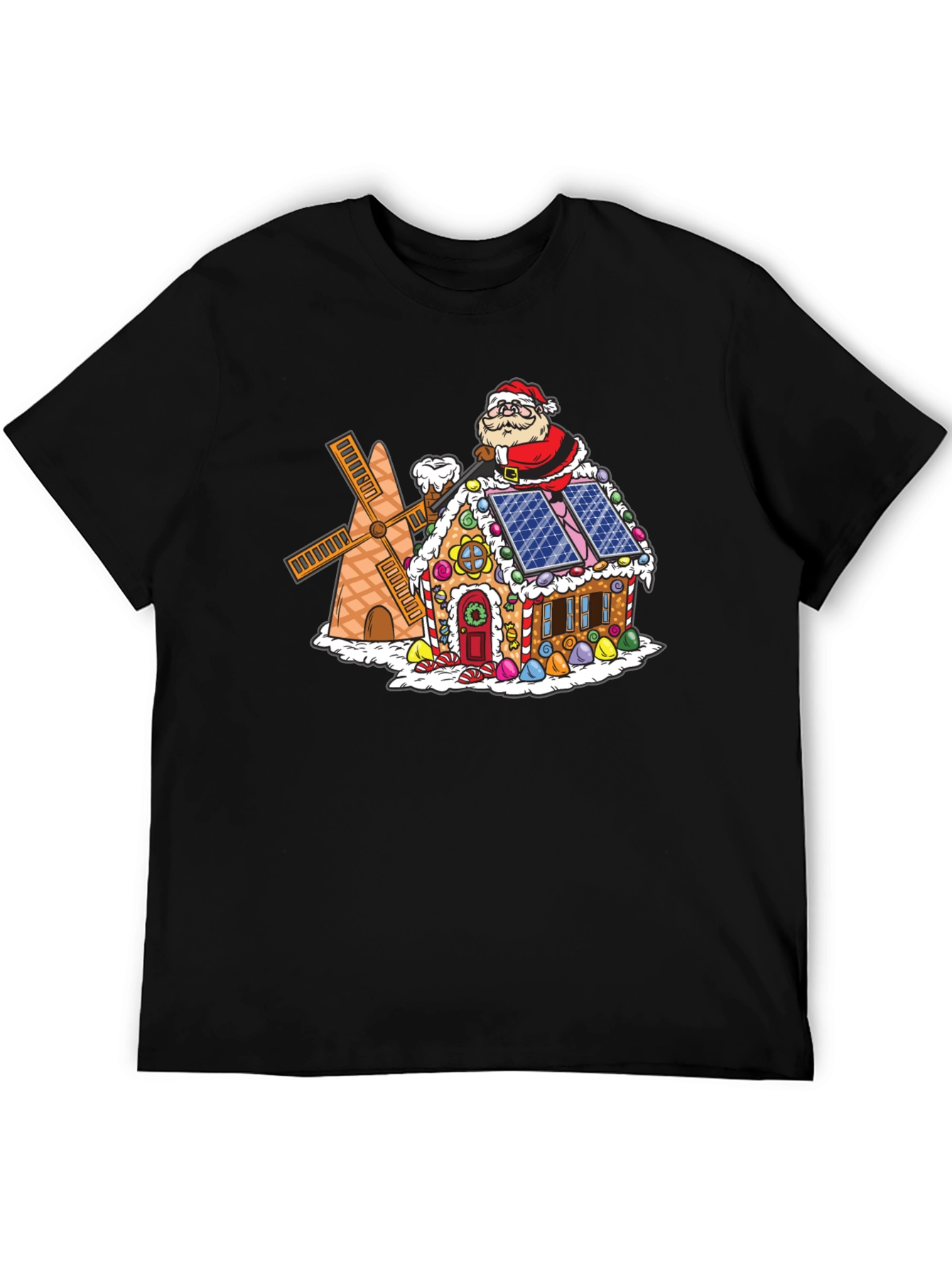 Gingerbread House Santa T-Shirt - Novelty Holiday Tee