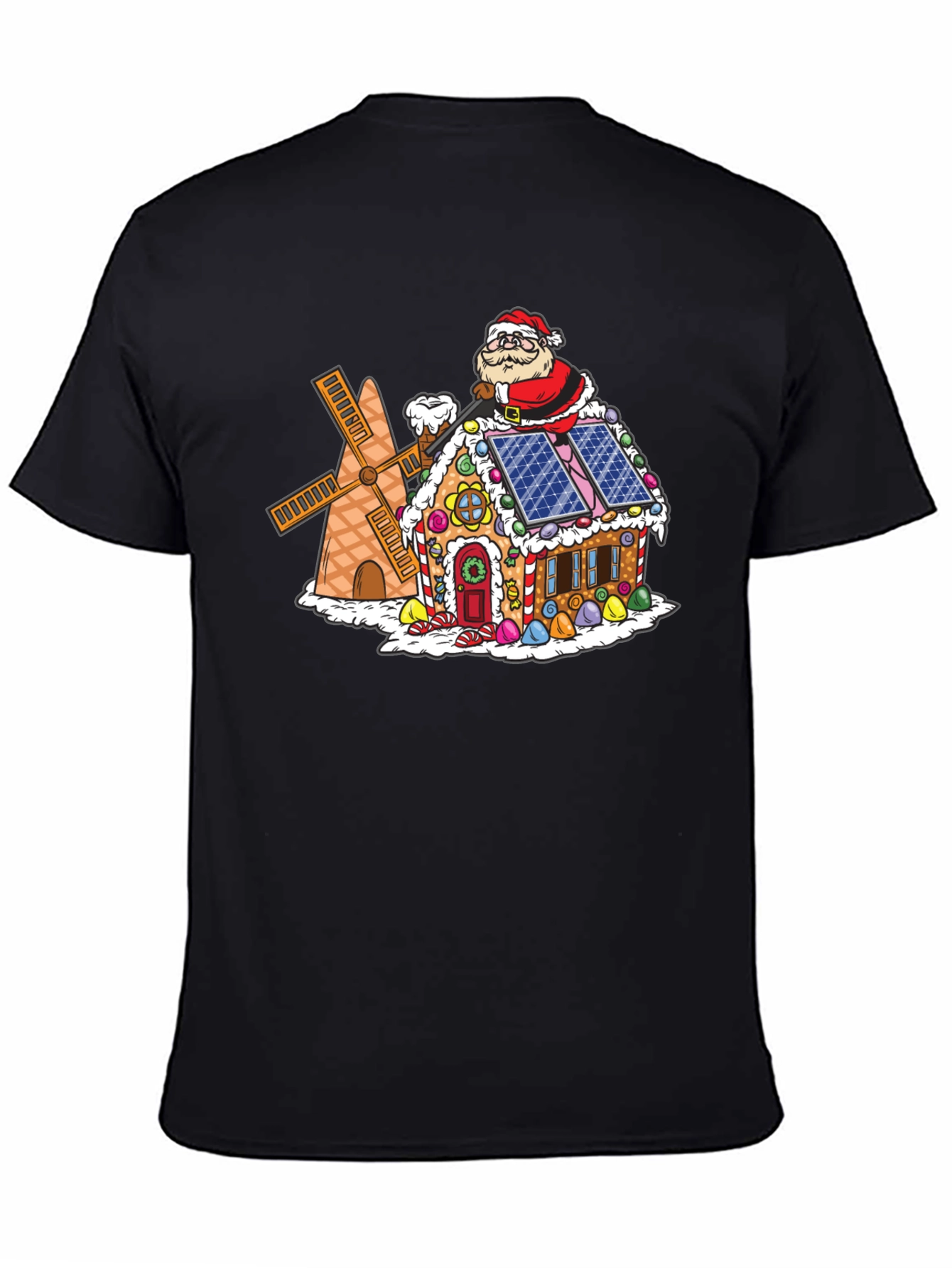 Gingerbread House Santa T-Shirt - Novelty Holiday Tee