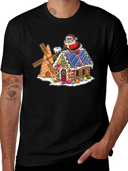 Gingerbread House Santa T-Shirt - Novelty Holiday Tee