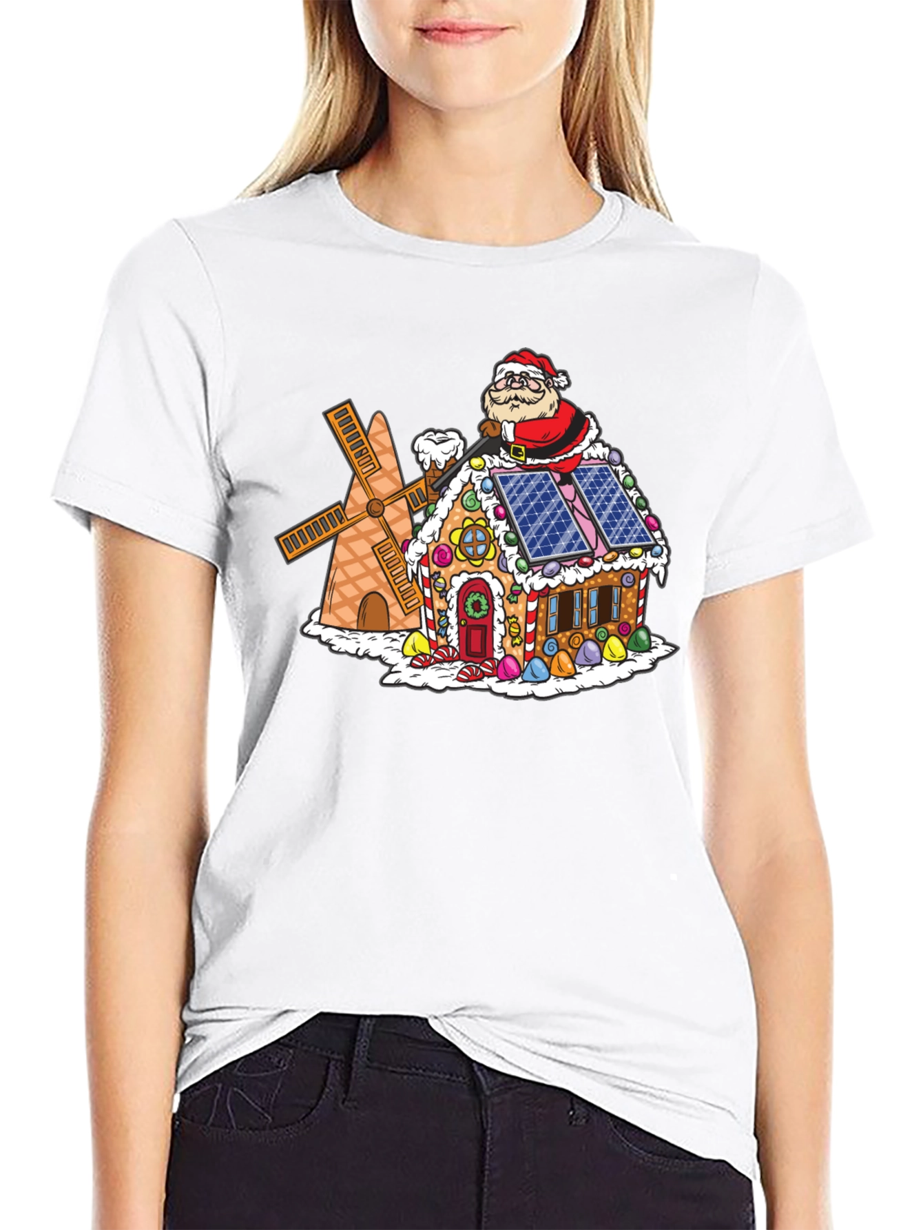 Gingerbread House Santa T-Shirt - Novelty Holiday Tee