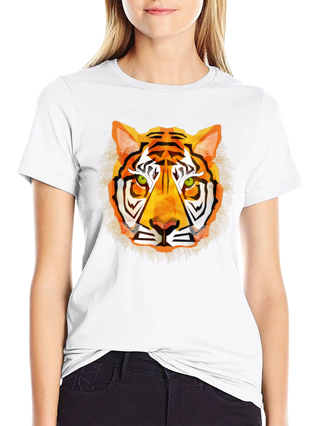 Geometric Tiger Graphic T-Shirt - Modern Style