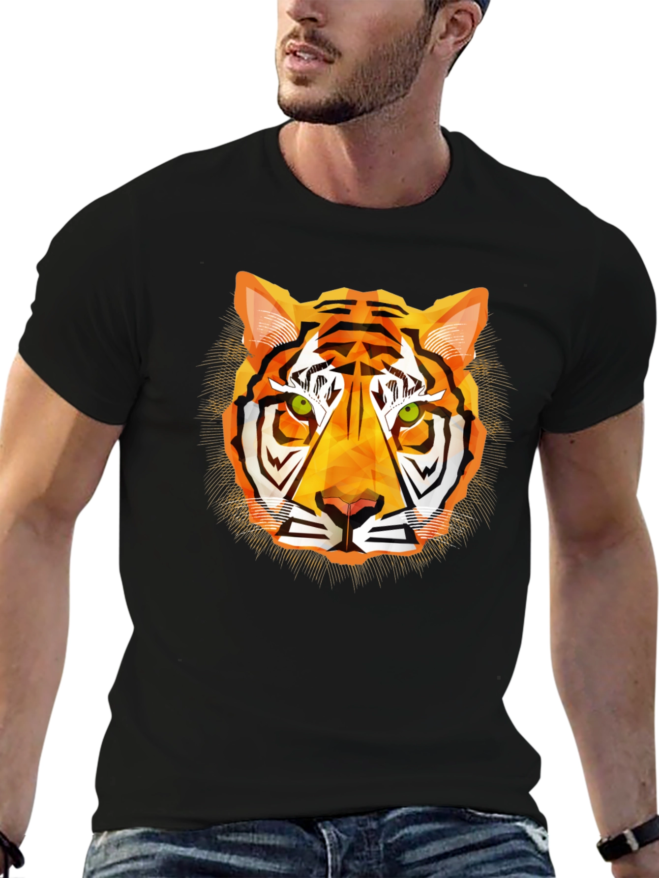Geometric Tiger Graphic T-Shirt - Modern Style