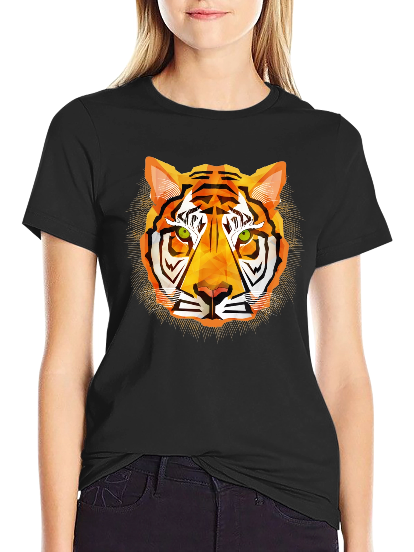 Geometric Tiger Graphic T-Shirt - Modern Style