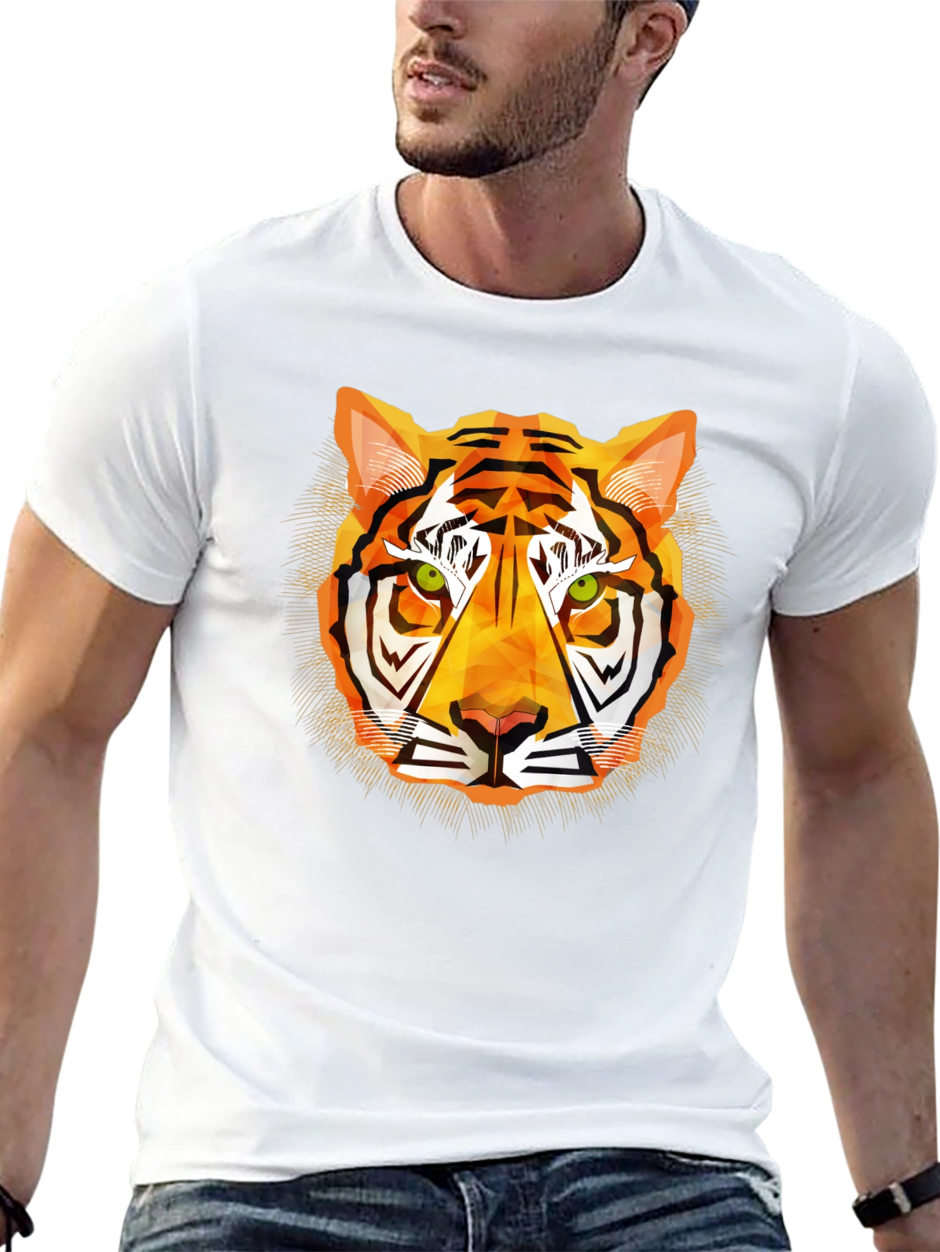 Geometric Tiger Graphic T-Shirt - Modern Style