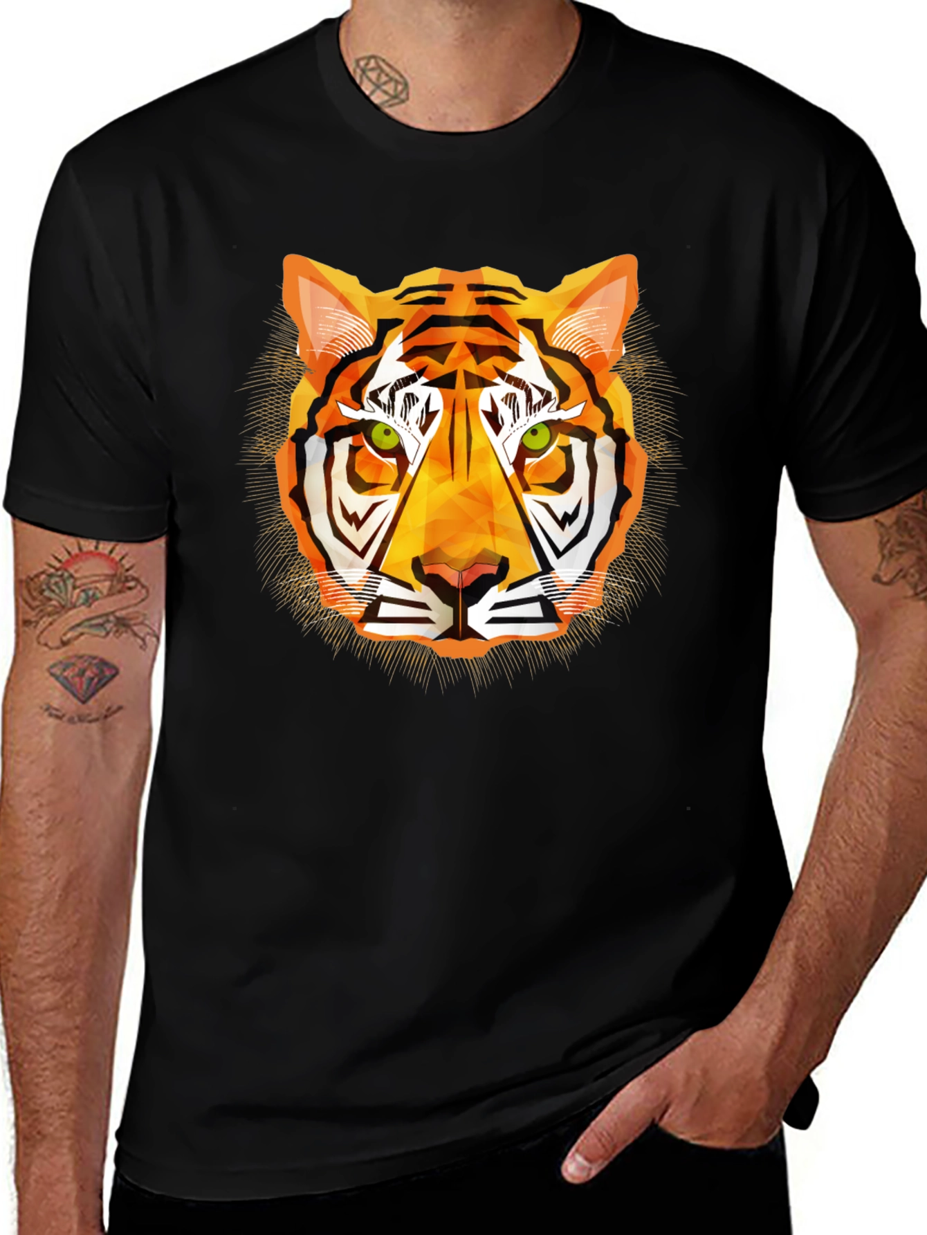 Geometric Tiger Graphic T-Shirt - Modern Style