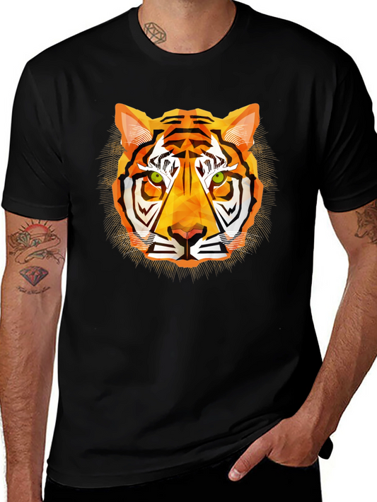 Geometric Tiger Graphic T-Shirt - Modern Style