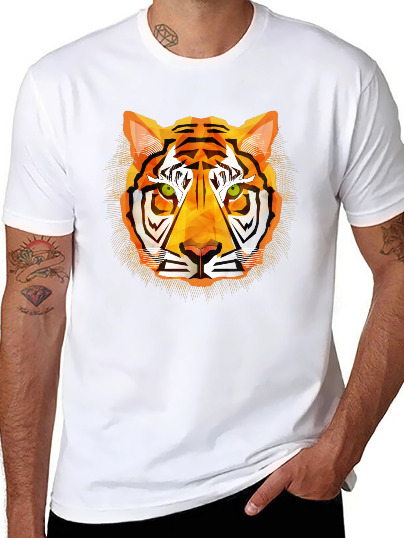Geometric Tiger Graphic T-Shirt - Modern Style