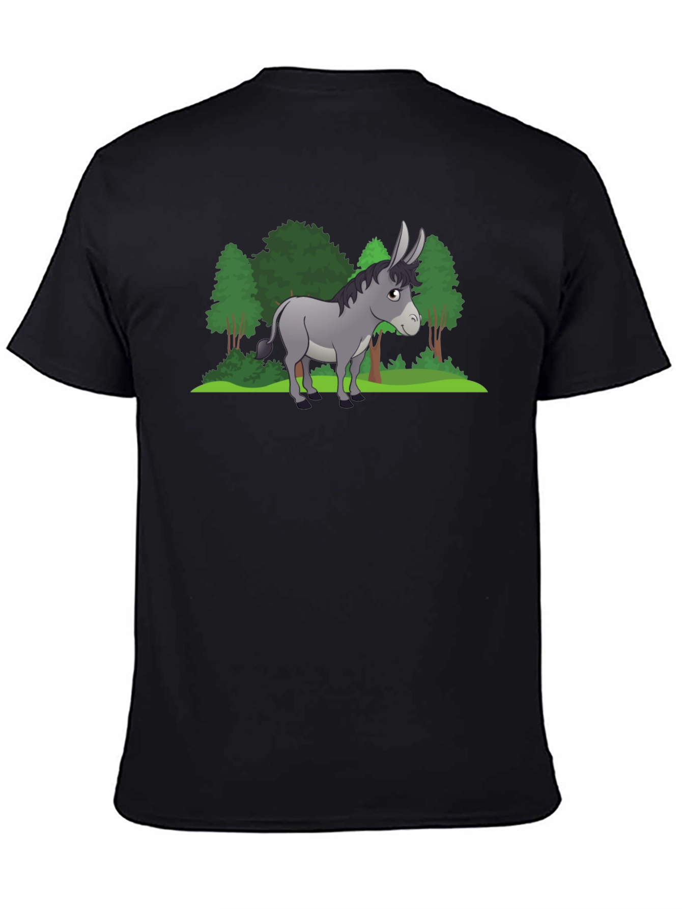 Cartoon Donkey Graphic Tee - Black Unisex T-Shirt