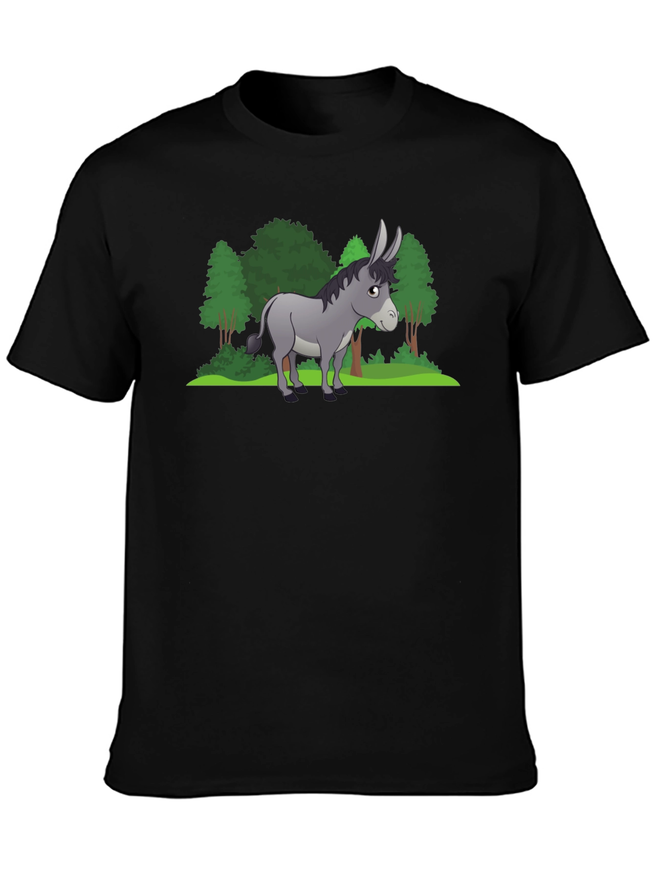 Cartoon Donkey Graphic Tee - Black Unisex T-Shirt