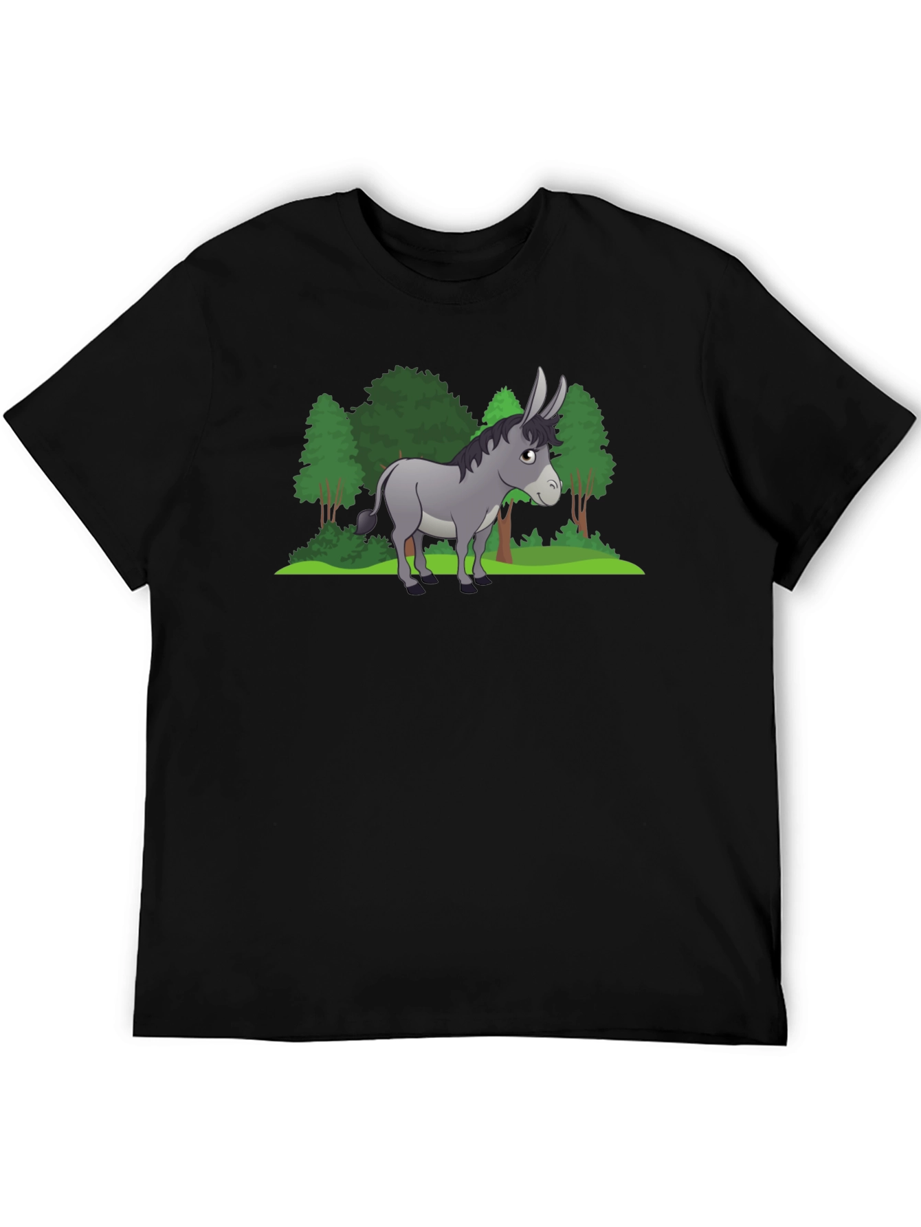 Cartoon Donkey Graphic Tee - Black Unisex T-Shirt
