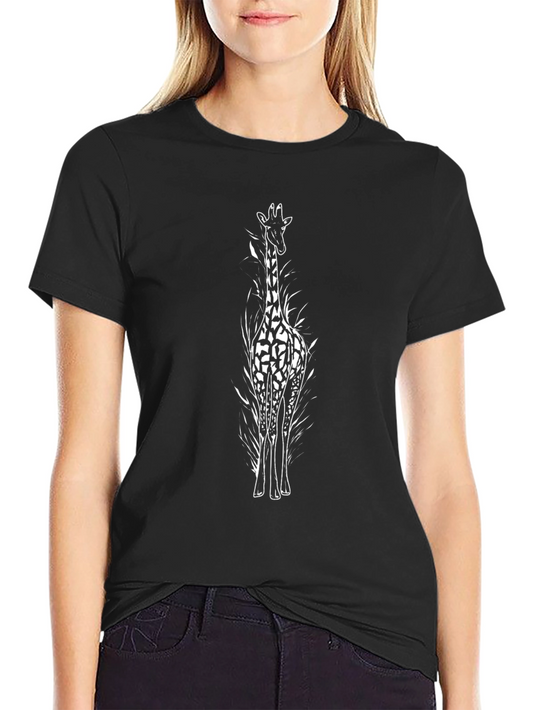 Giraffe Graphic Black T-Shirt - Unique Animal Tee