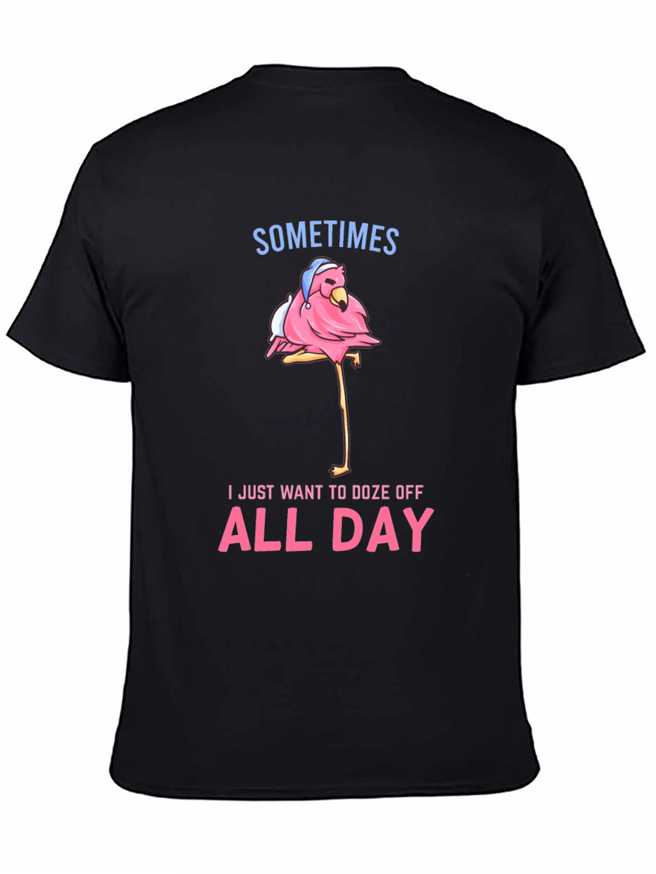 Funny Flamingo Doze Off All Day Graphic Tee