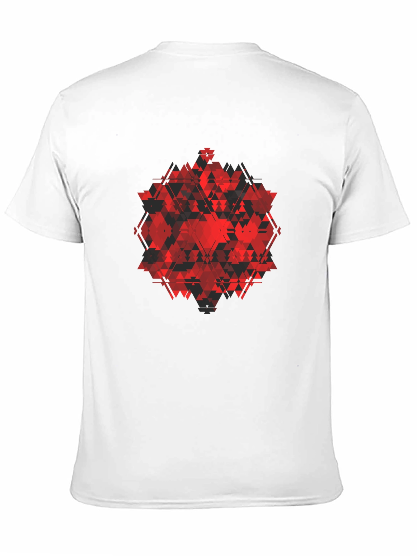 Geometric Red Triangle Graphic Black T-Shirt