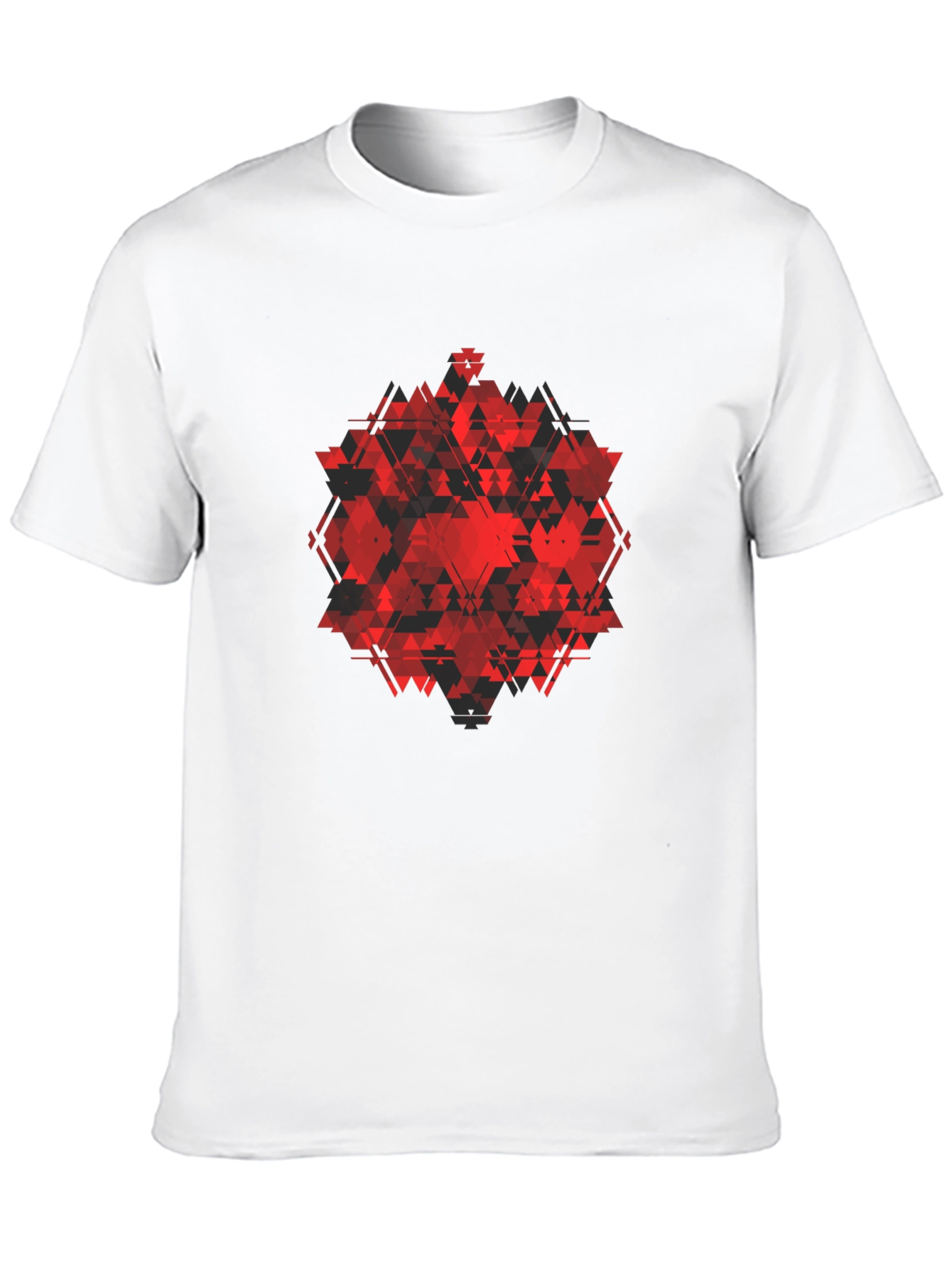 Geometric Red Triangle Graphic Black T-Shirt