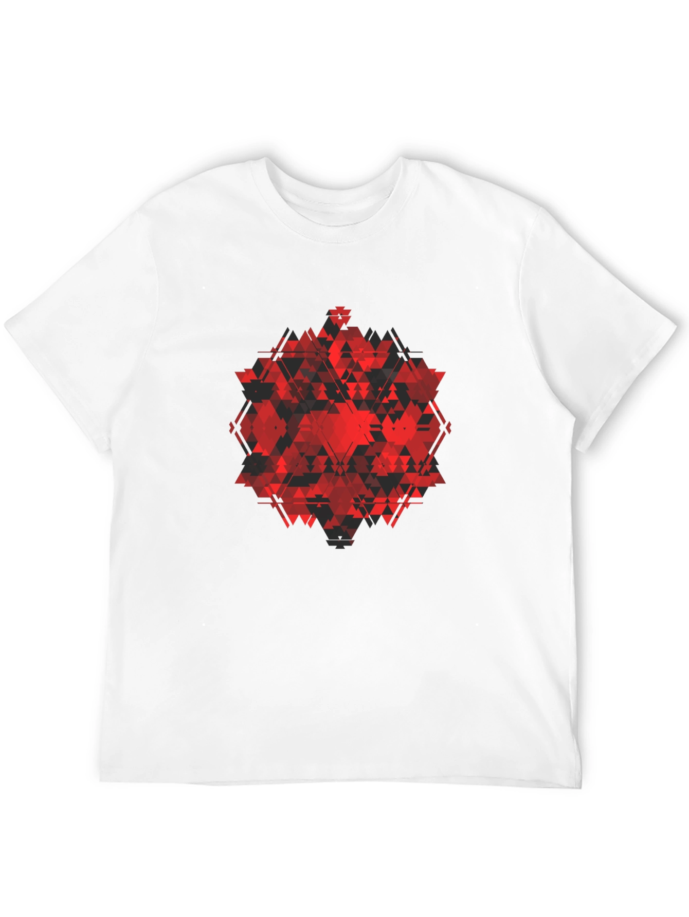 Geometric Red Triangle Graphic Black T-Shirt