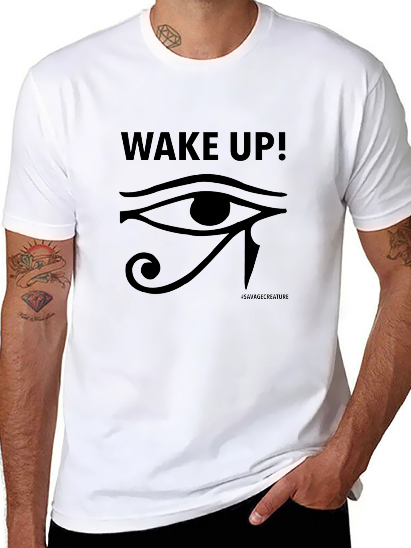Wake Up Eye of Horus Black Graphic Tee