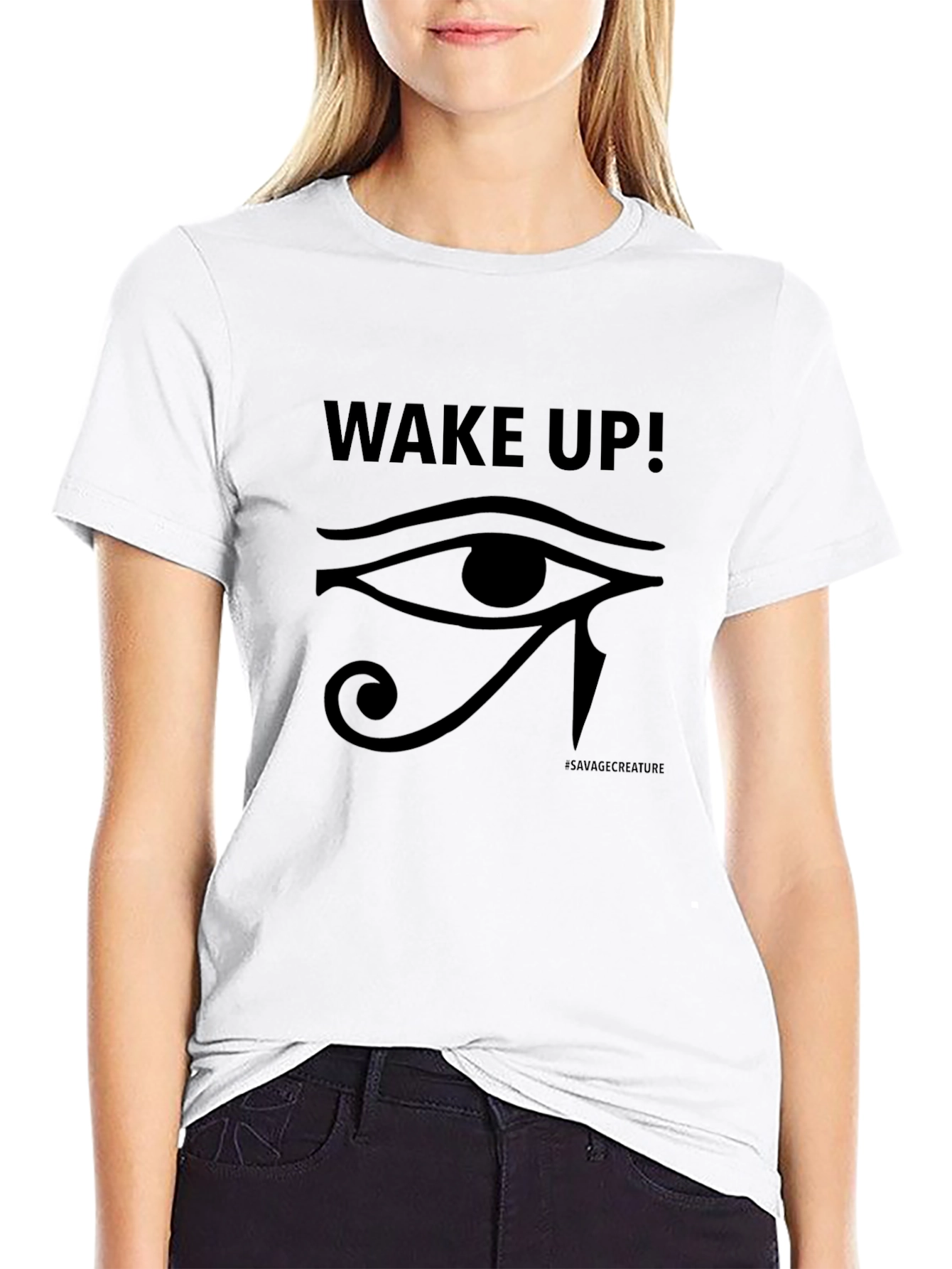 Wake Up Eye of Horus Black Graphic Tee