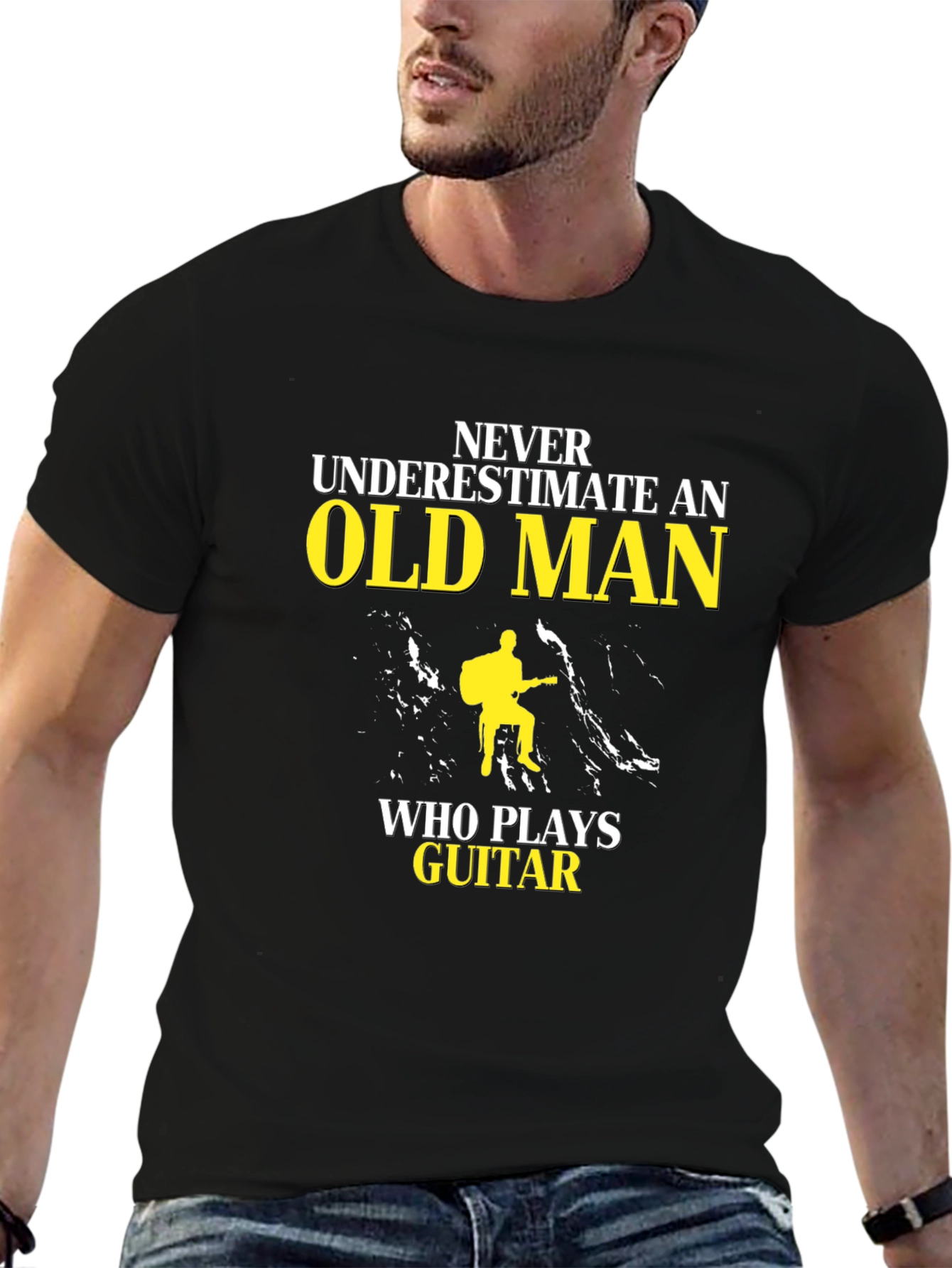Never Underestimate Old Man Guitar Player T-Shirt