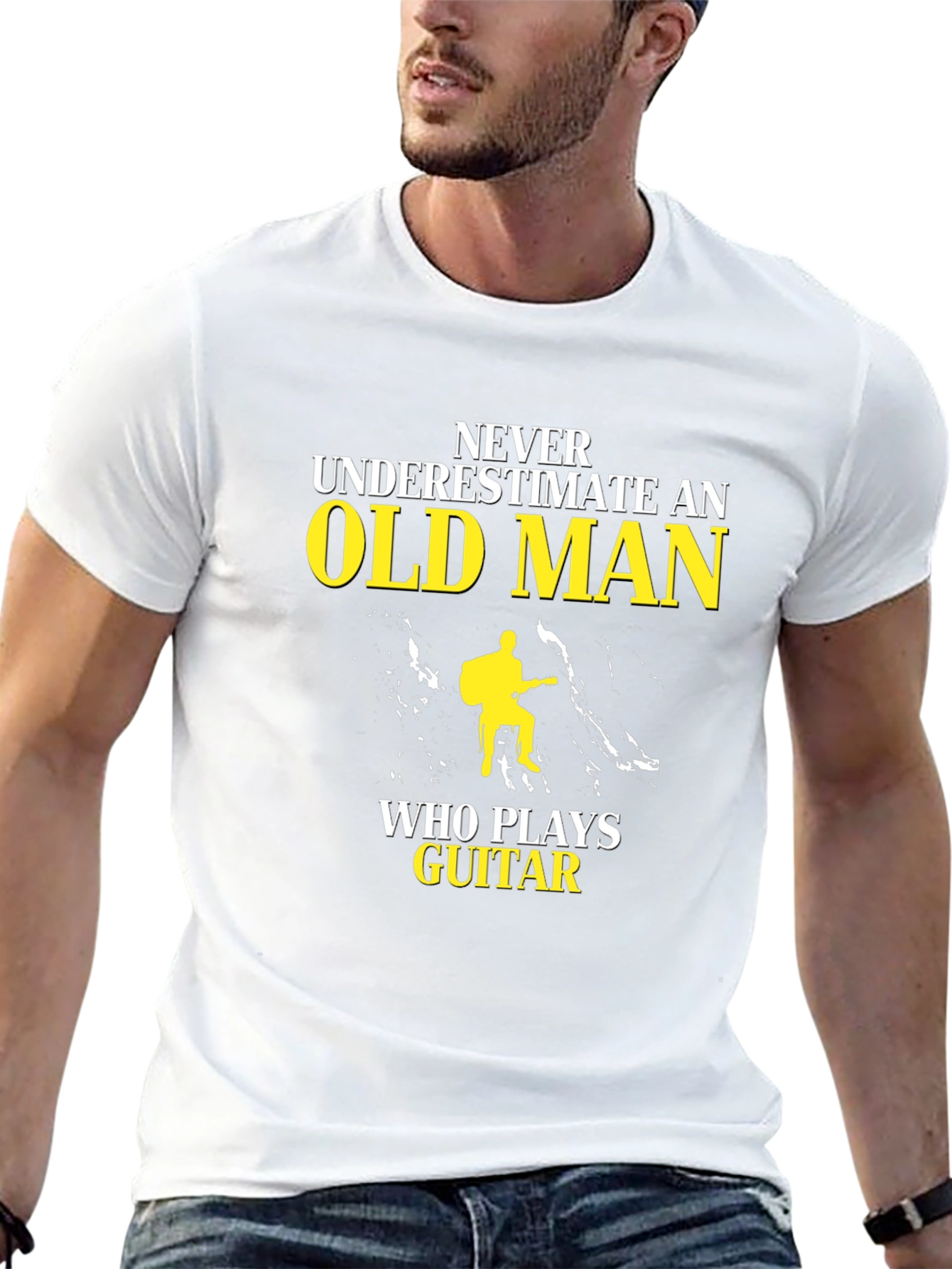 Never Underestimate Old Man Guitar Player T-Shirt