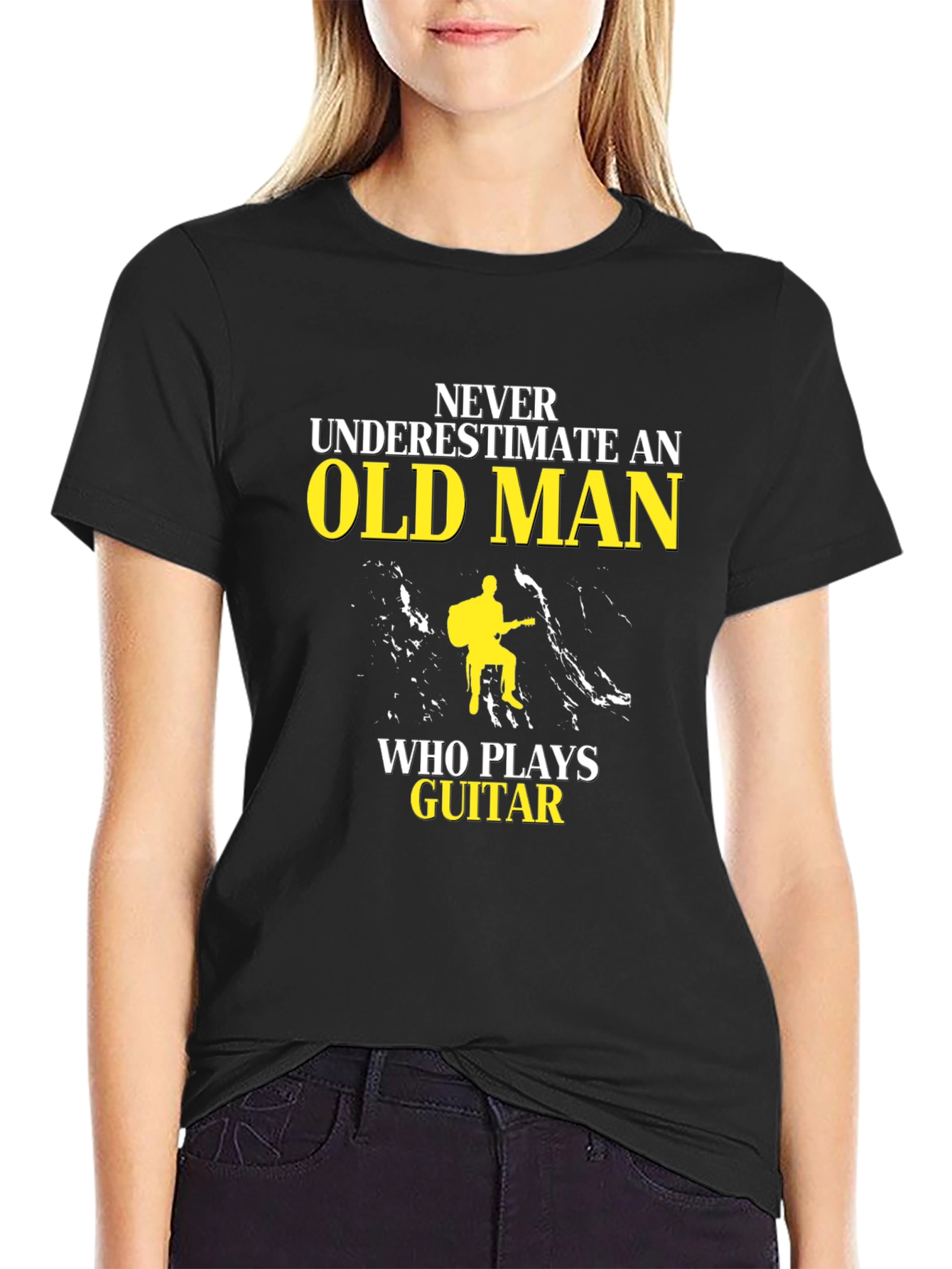Never Underestimate Old Man Guitar Player T-Shirt