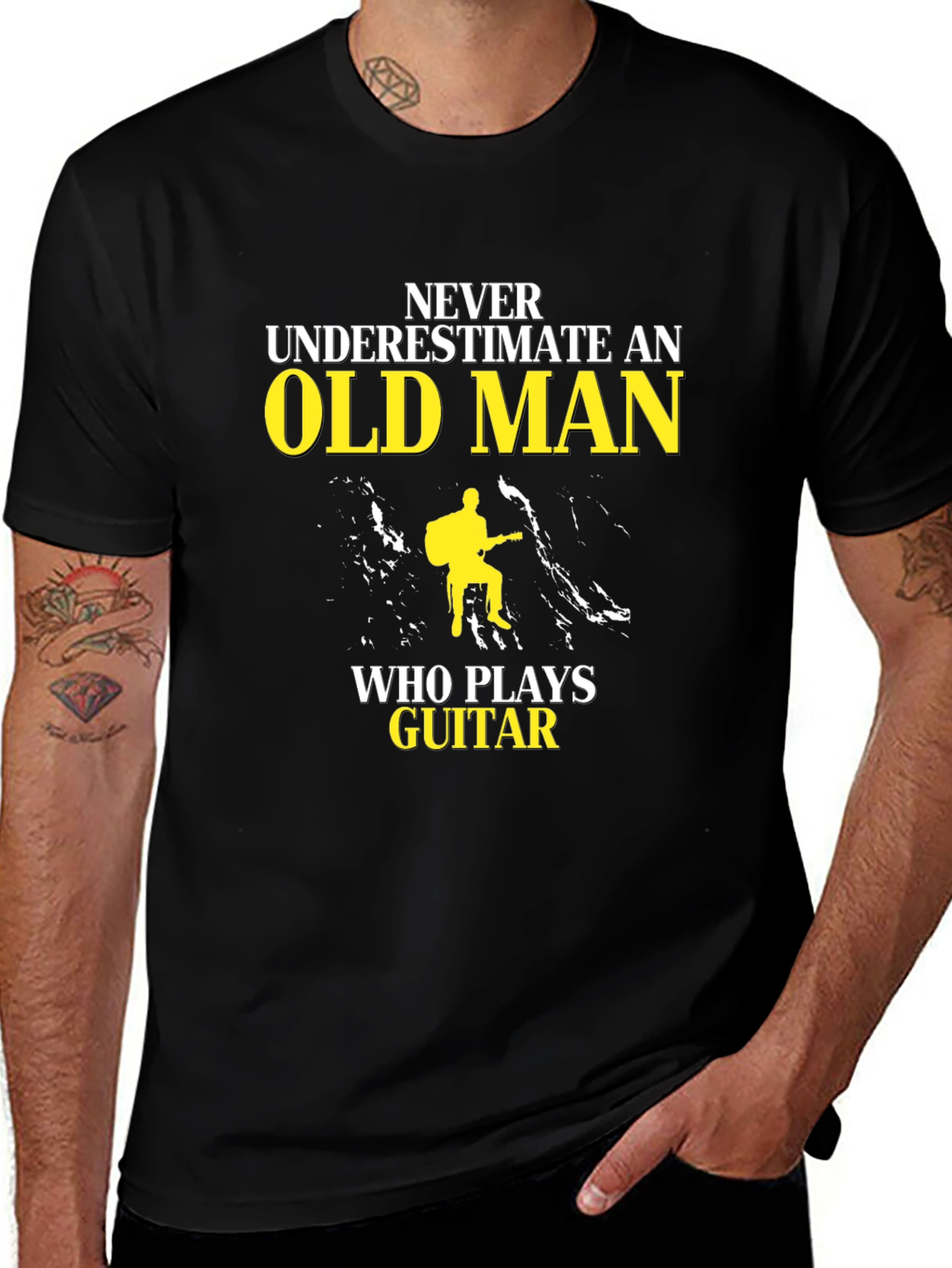 Never Underestimate Old Man Guitar Player T-Shirt
