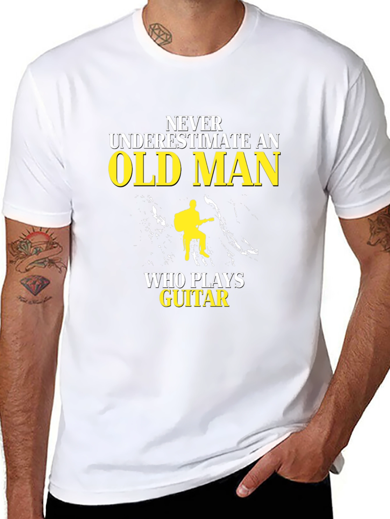 Never Underestimate Old Man Guitar Player T-Shirt