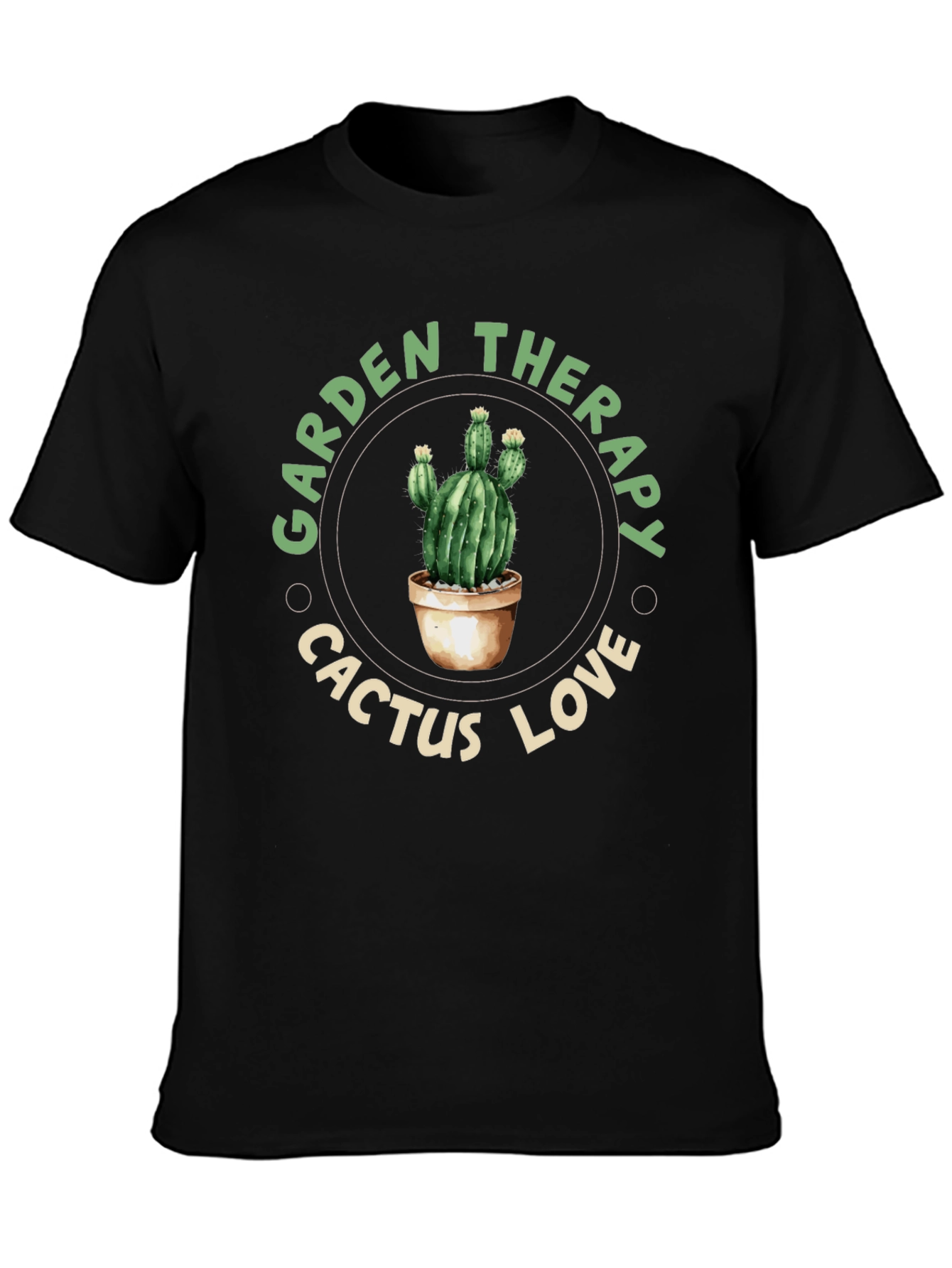Garden Therapy Cactus Love Black T-Shirt