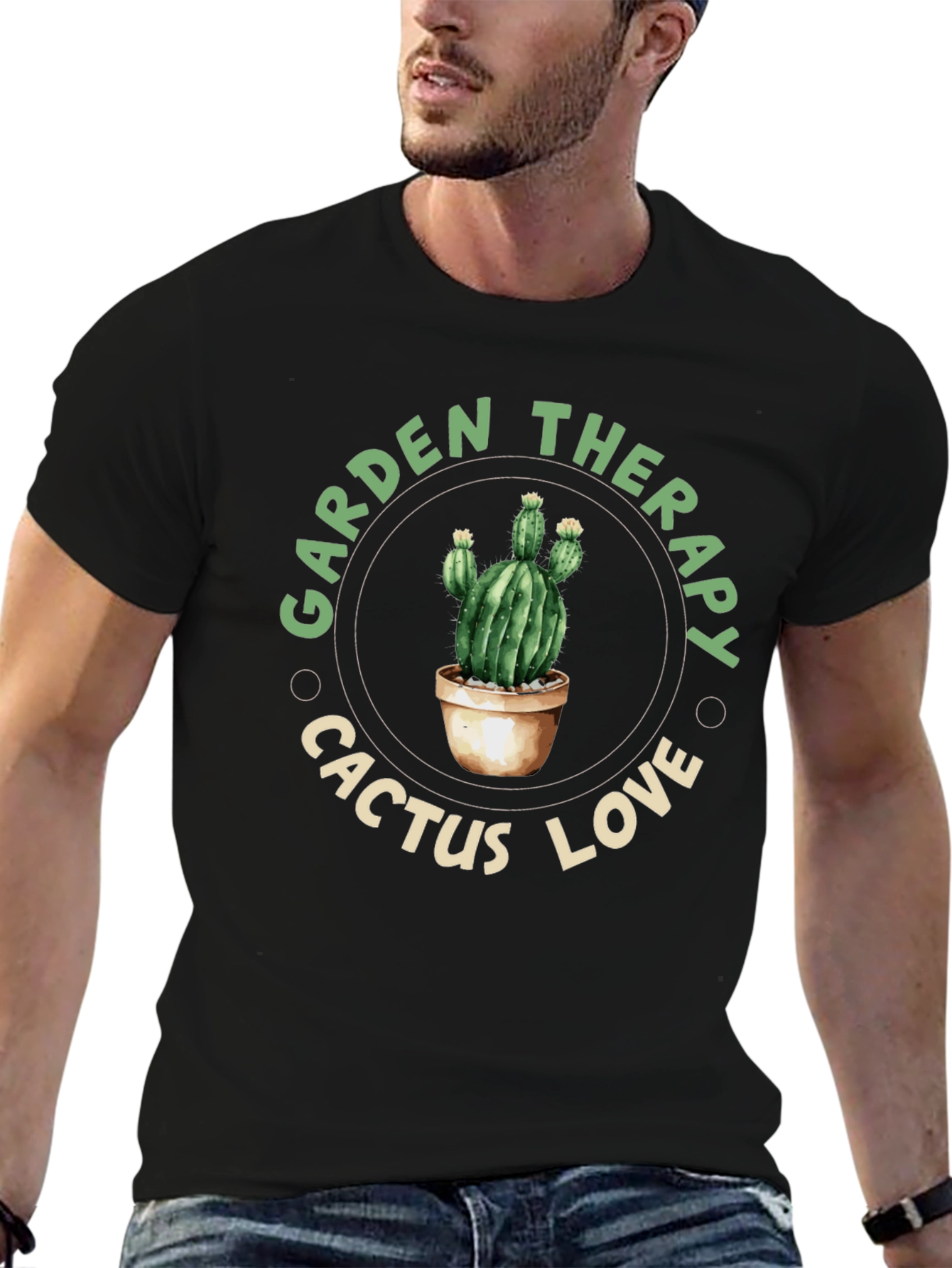 Garden Therapy Cactus Love Black T-Shirt
