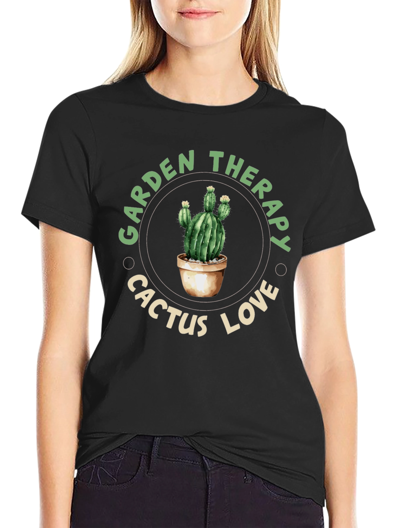 Garden Therapy Cactus Love Black T-Shirt