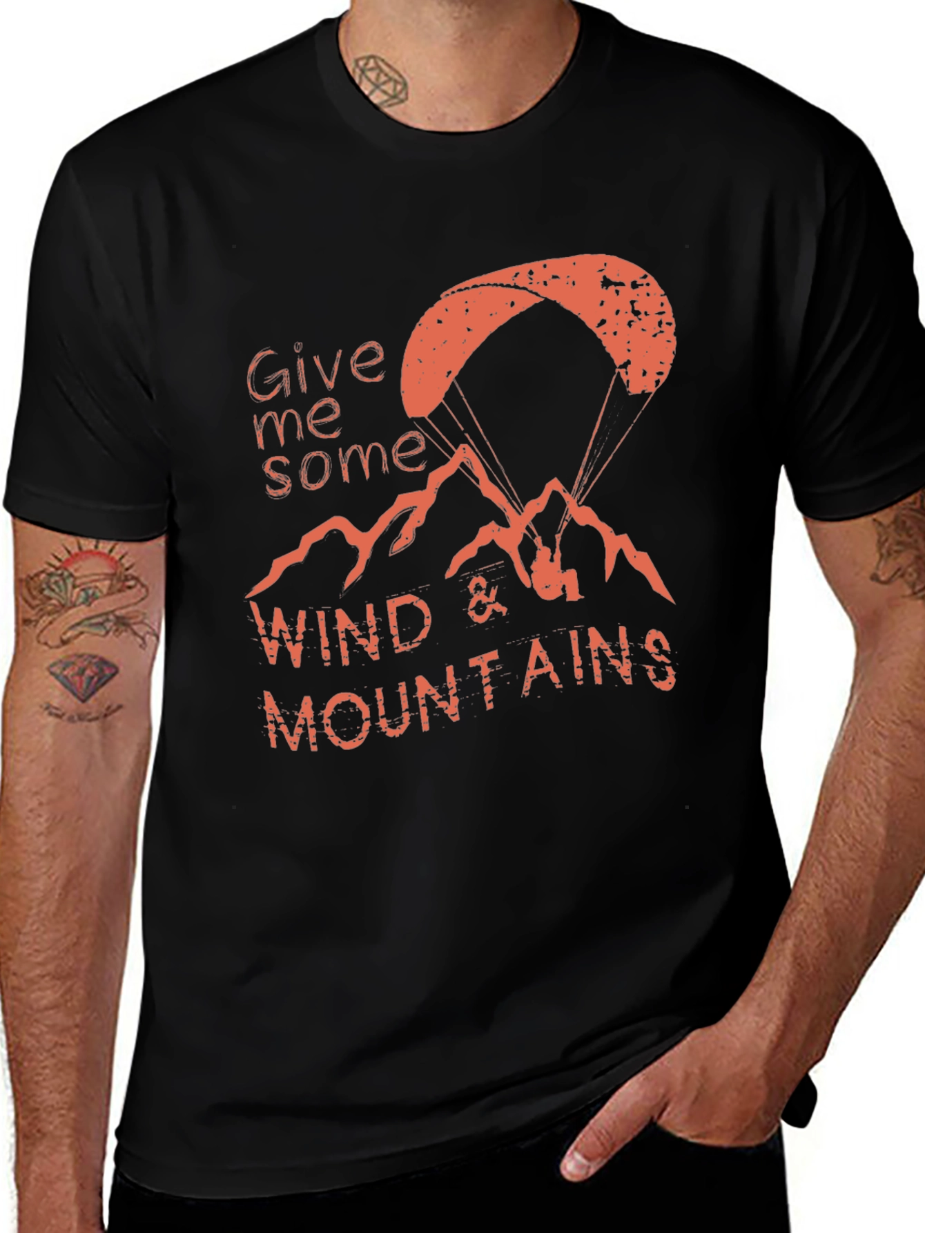 Give Me Some Wind & Mountains Black Graphic Tee