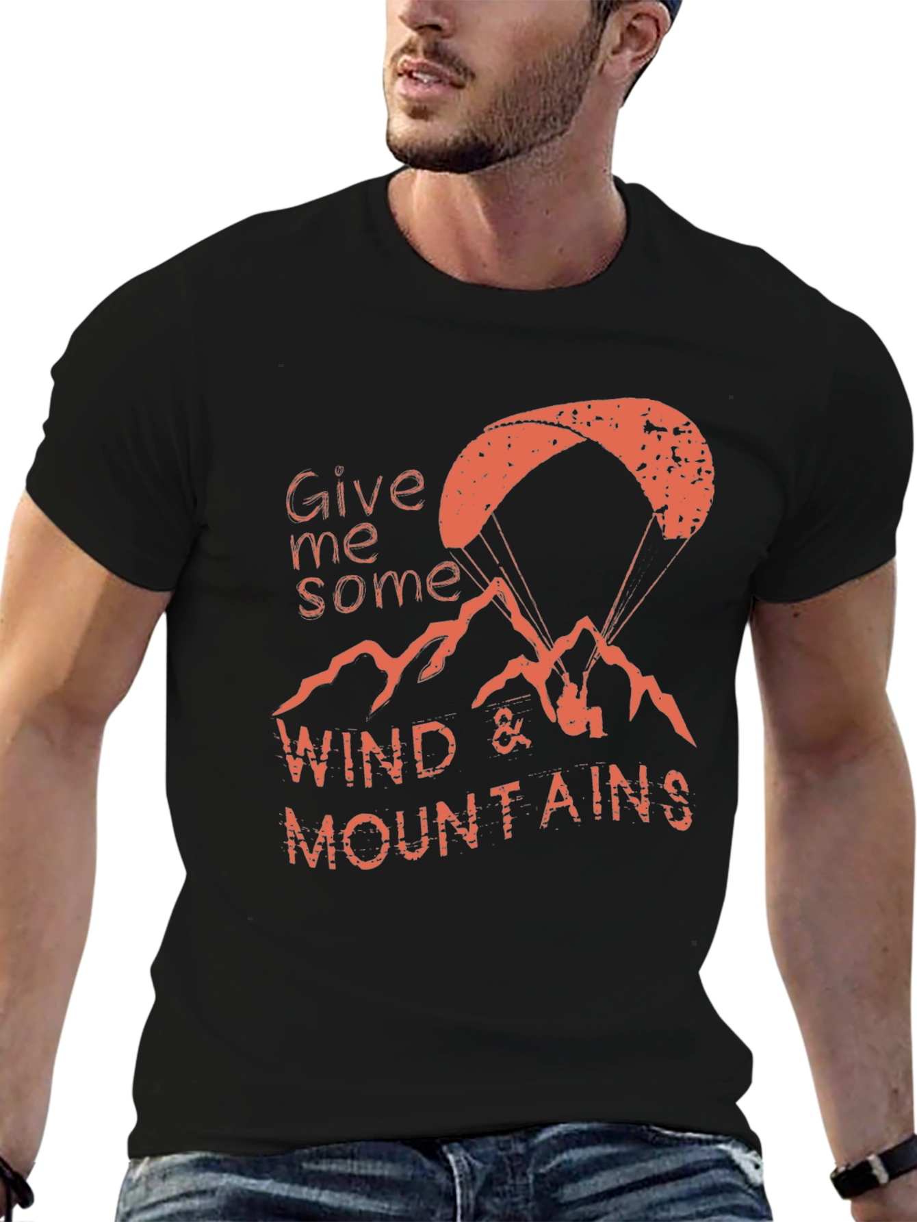Give Me Some Wind & Mountains Black Graphic Tee
